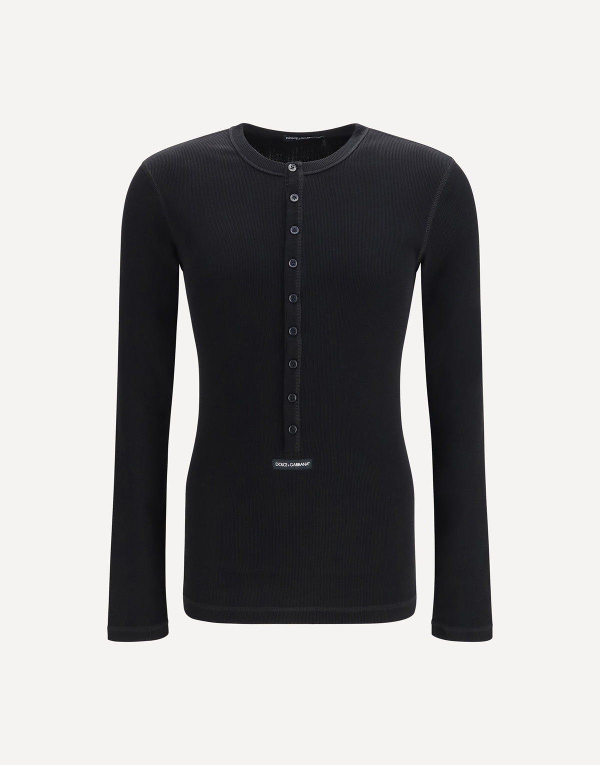 Dolce & Gabbana Ribbed Cotton Henley T-Shirt