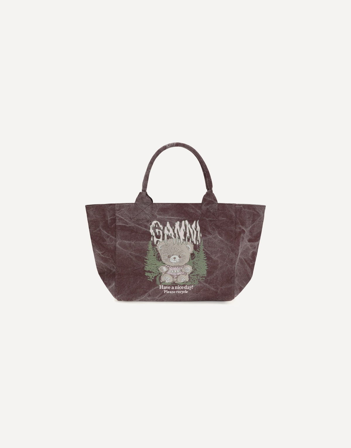 Ganni Medium Trapeze Teddy Print Shopping Bag