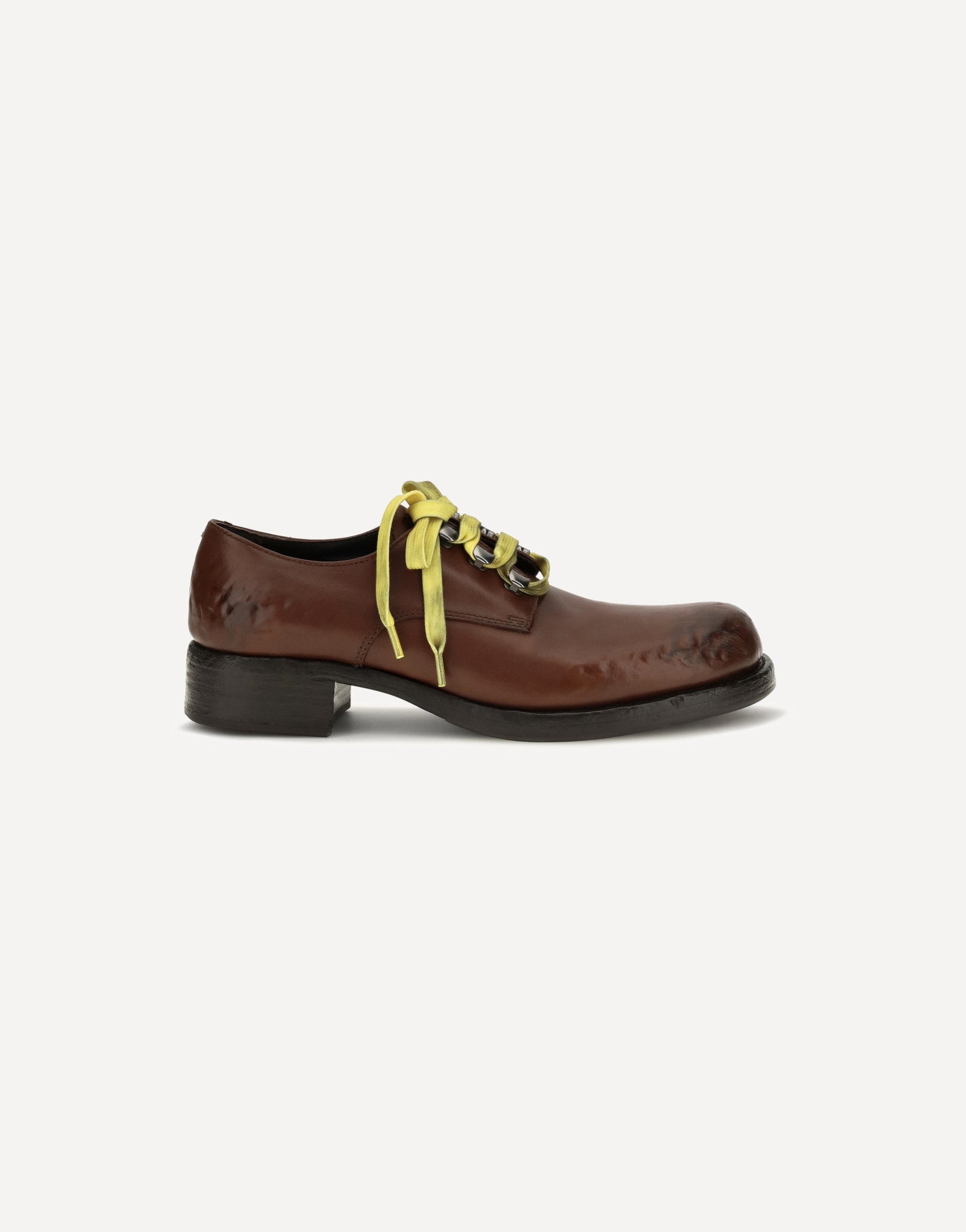 Prada Antique Leather Lace-Up Loafers