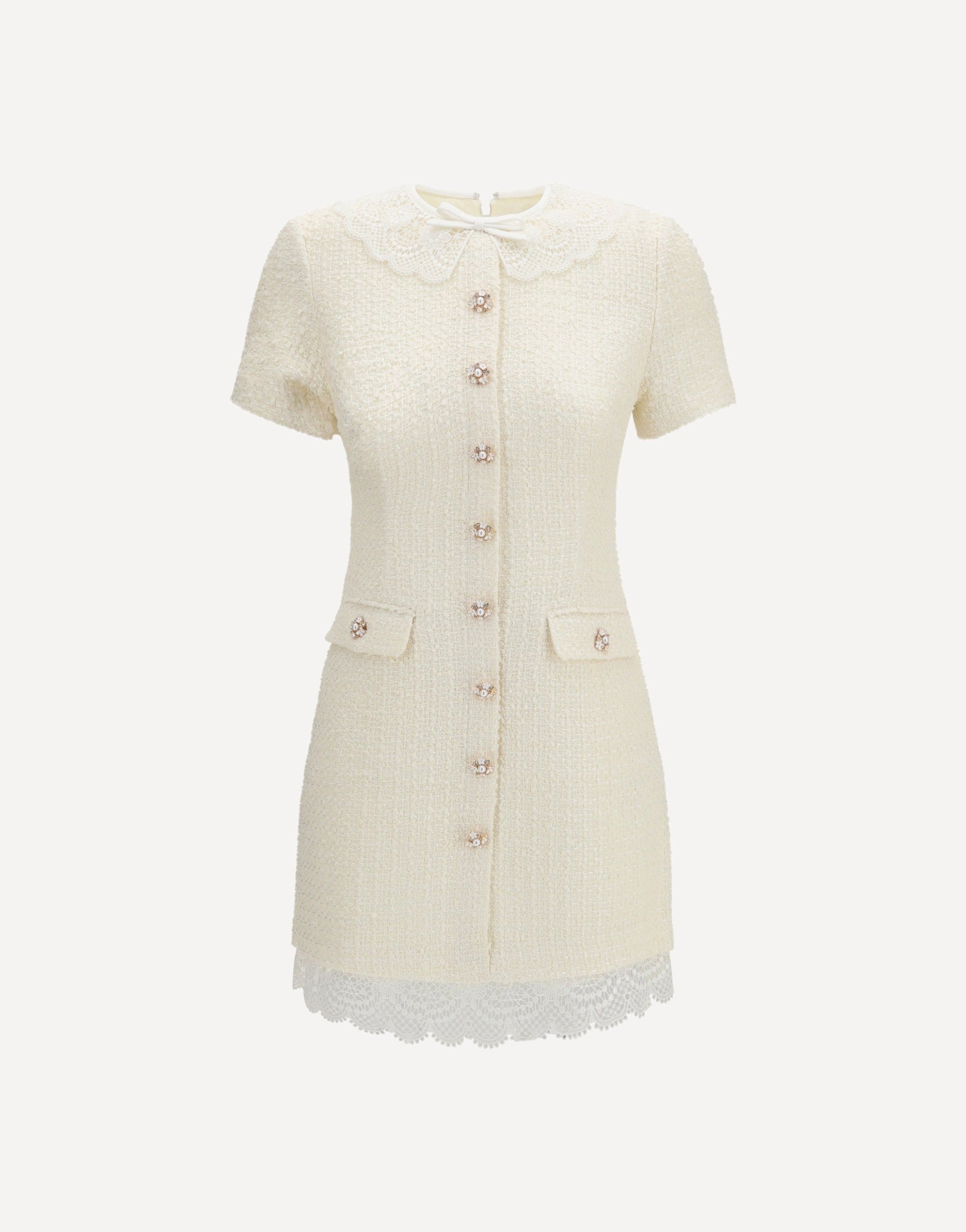 Self-Portrait Tailored Mini Dress With Bouclé Lace Inserts