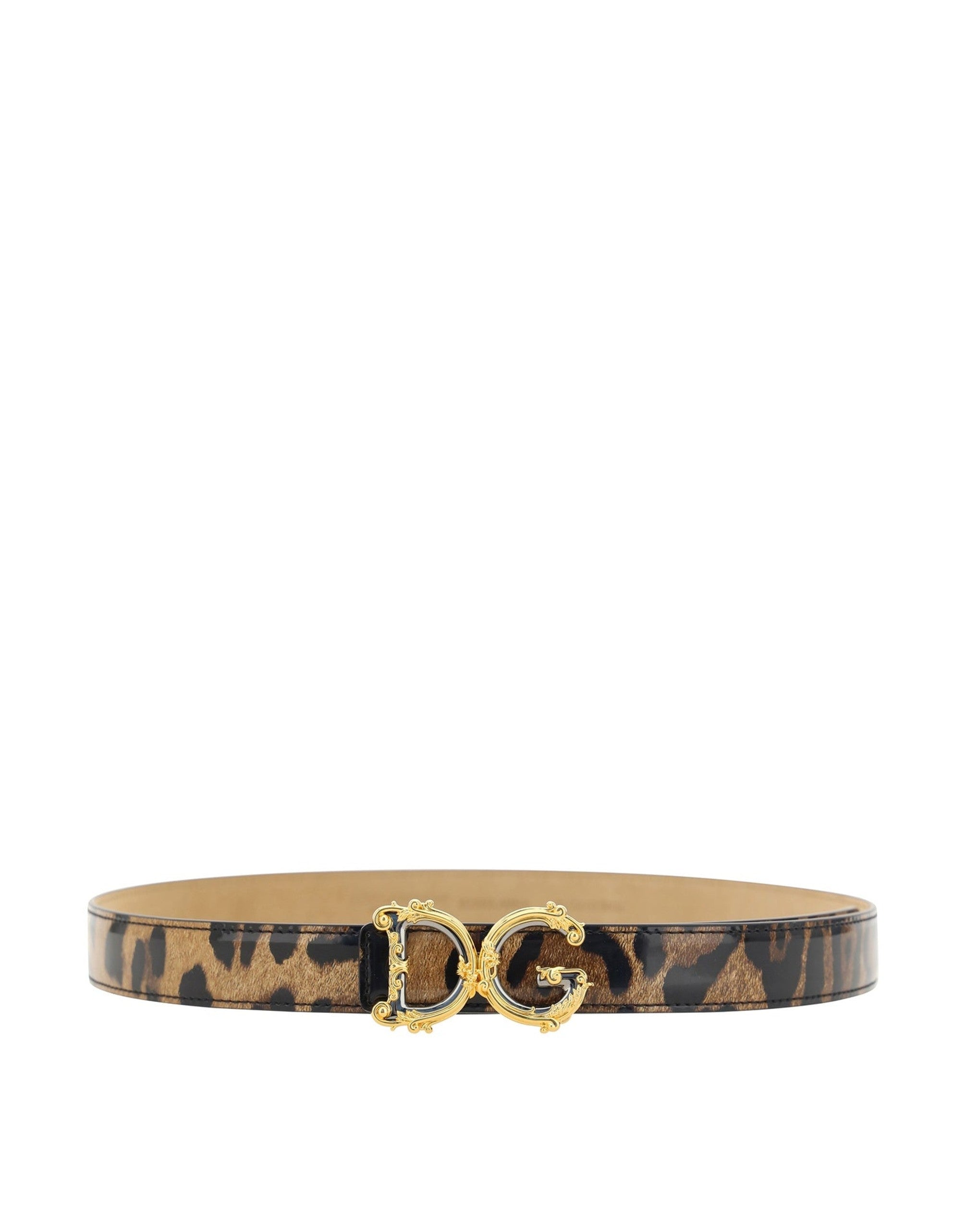 Dg Leopard Print Leather Belt