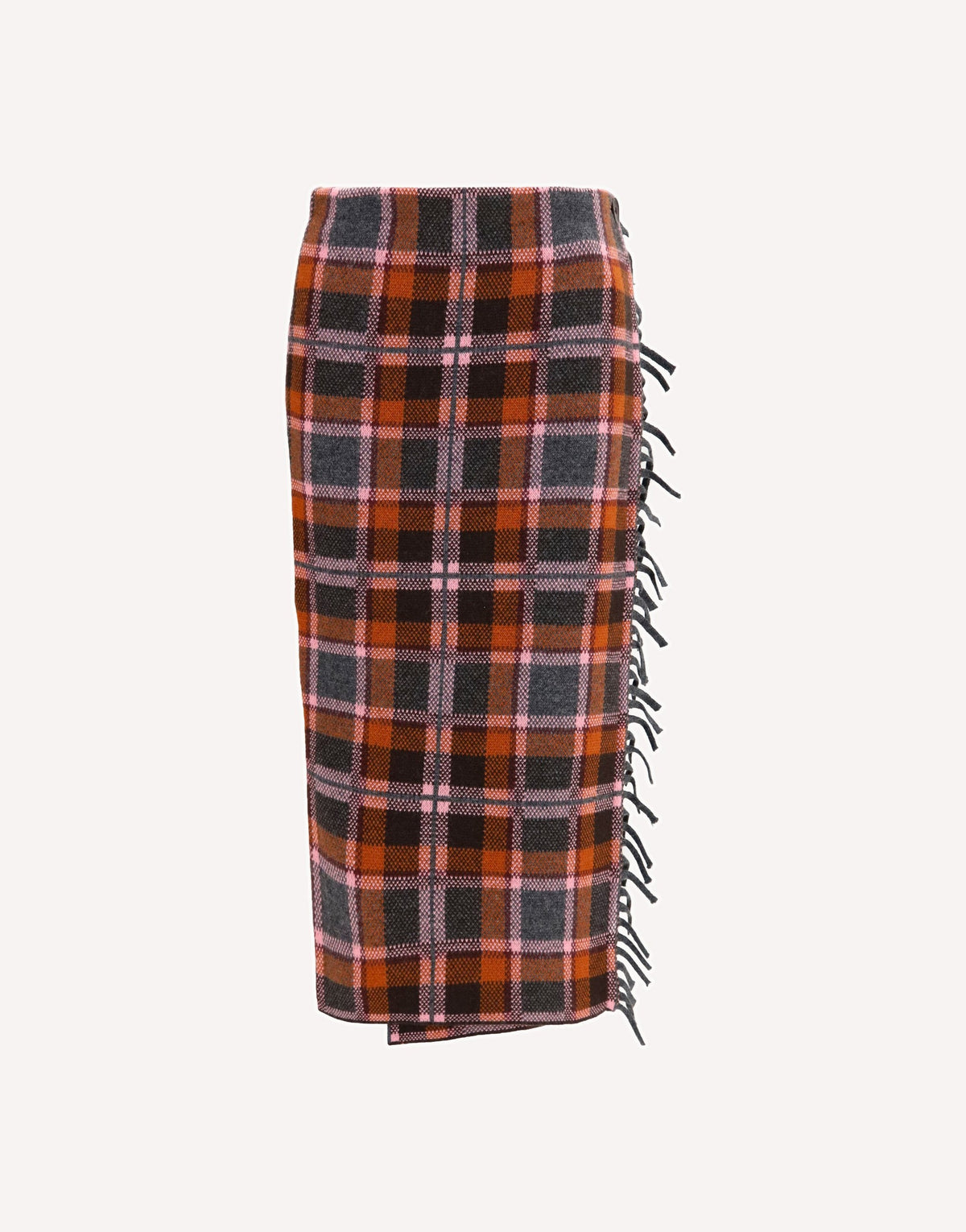 Guest in Residence Tartan Fringed Wrap Skirt