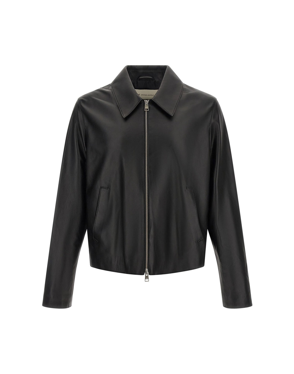 Ami Paris Black Lambskin Zip Jacket