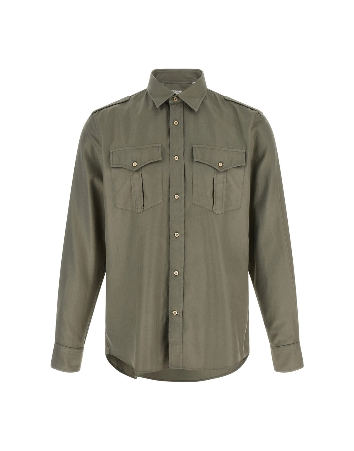 Brunello Cucinelli Green Cotton Chevron Shirt