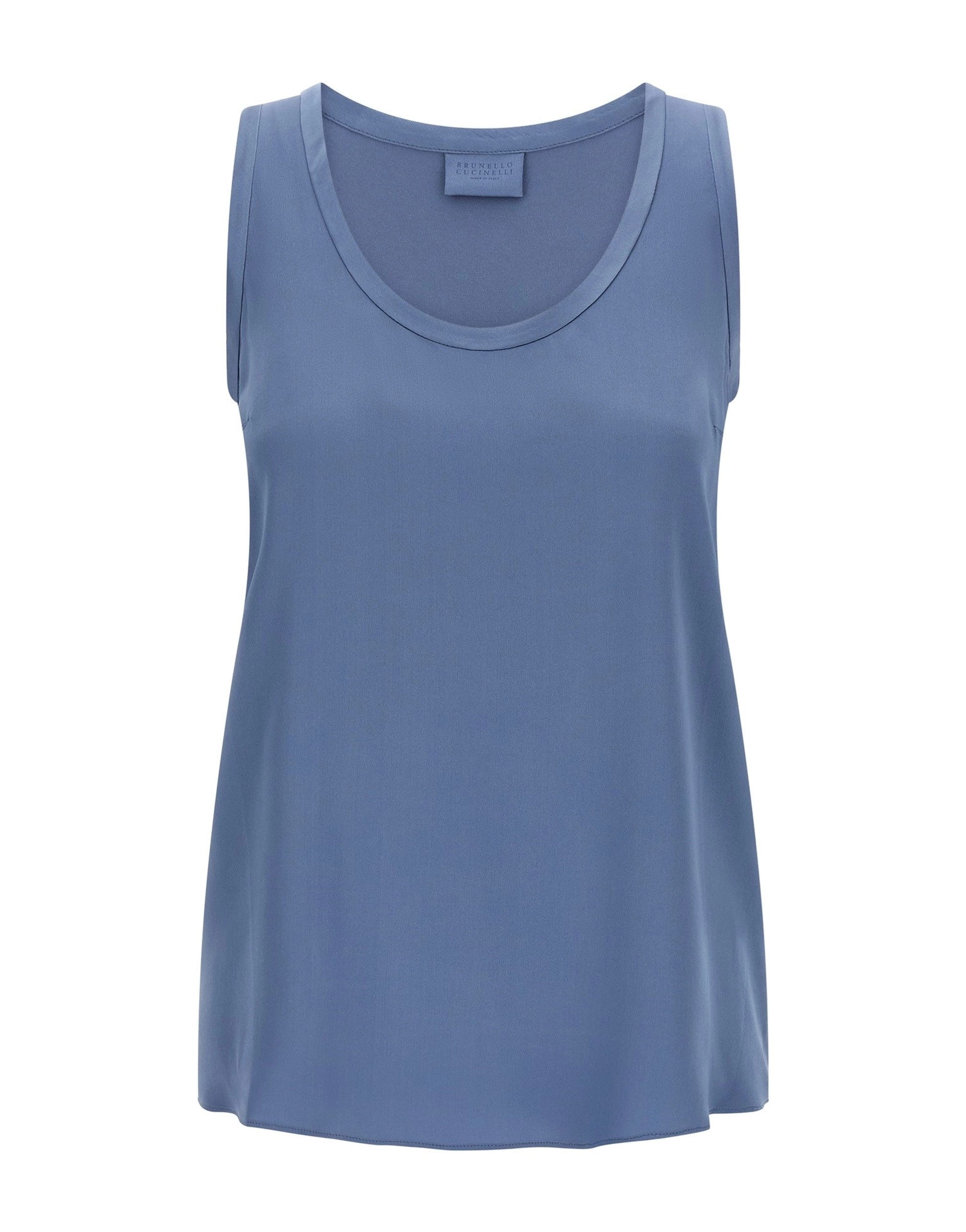 Brunello Cucinelli Blue Satin Top