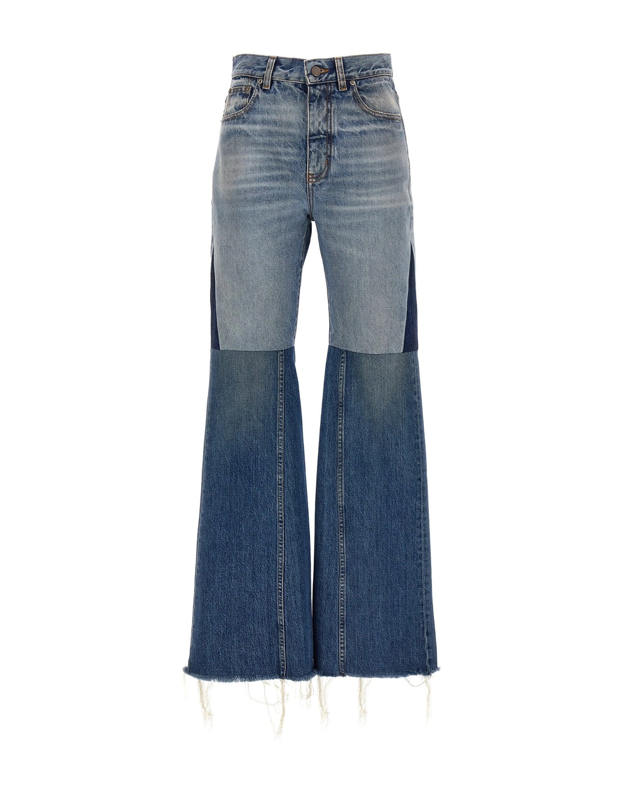 Chloé jeans met lappendeken en uitlopende pijpen