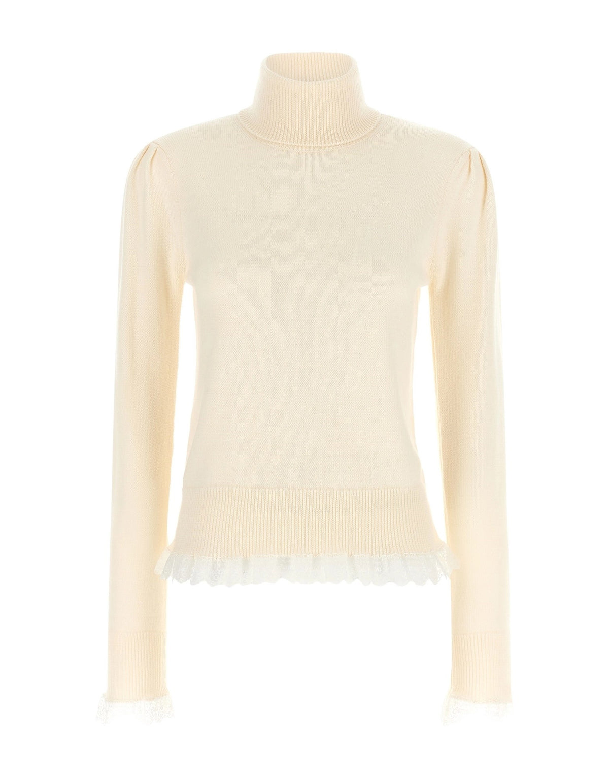 Ganni Turtleneck Sweater With Lace Trim