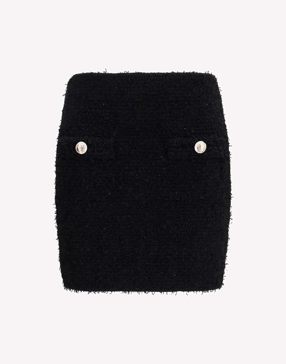 Balmain Tweed Mini Skirt With Logo Buttons