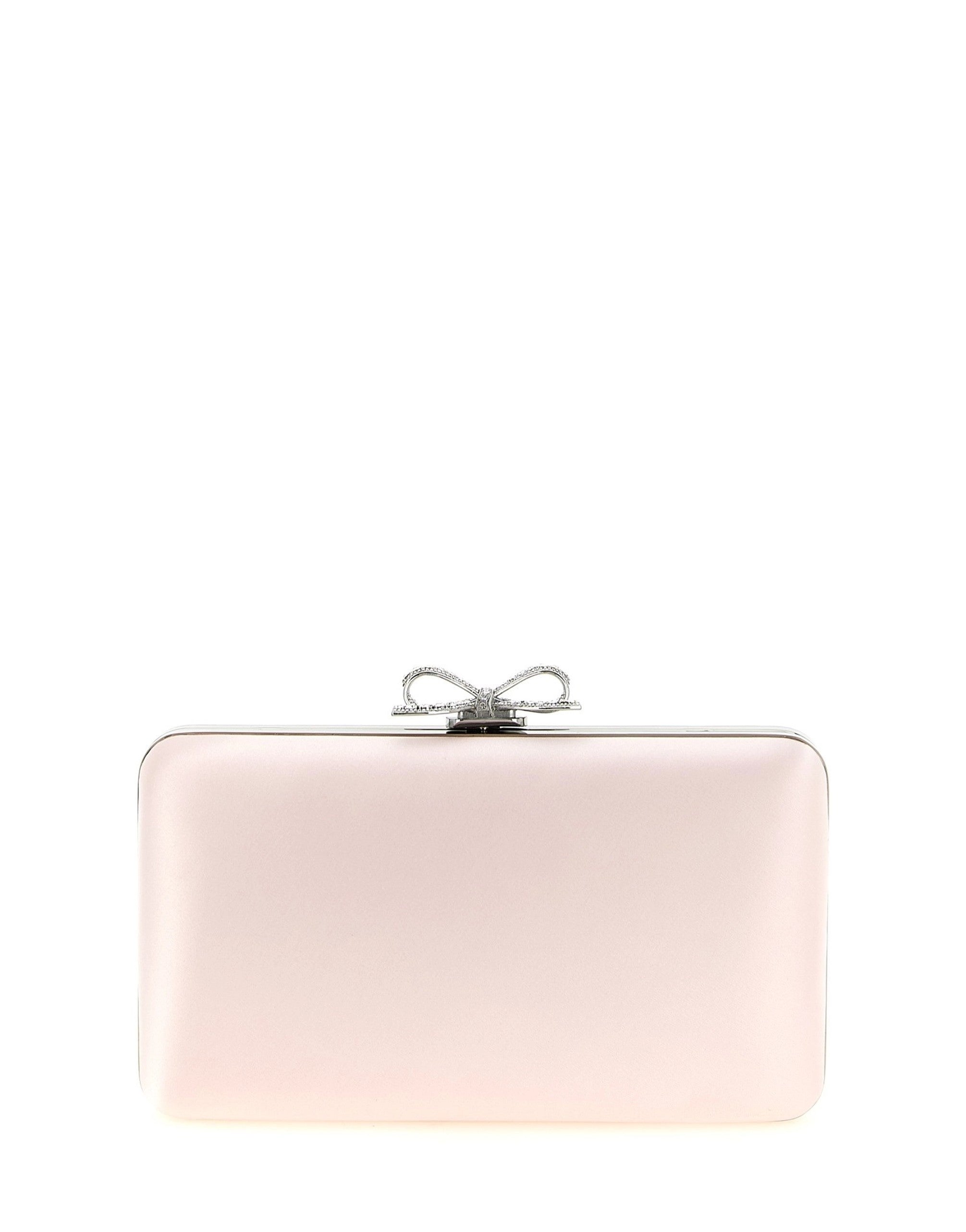 Self-Portrait Pink Satin Jewel Bow Clutch