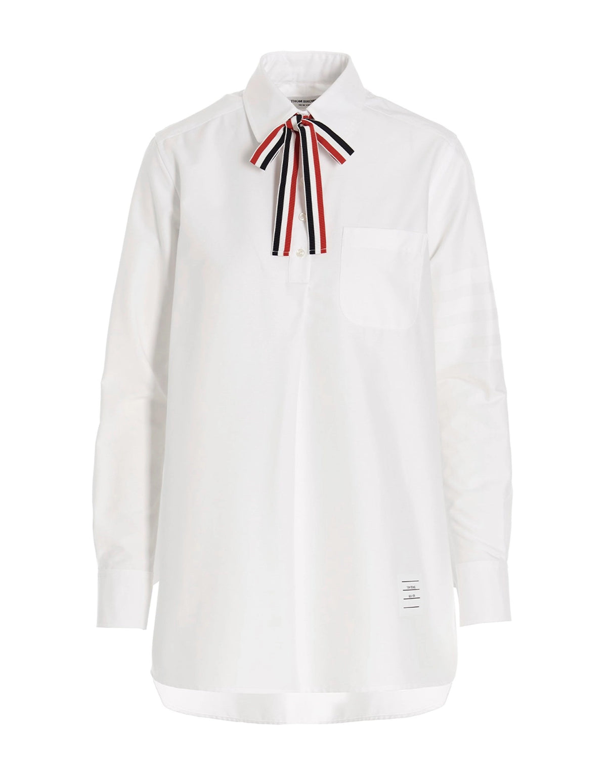 Thom Browne Logo Pussy Bow Blouse