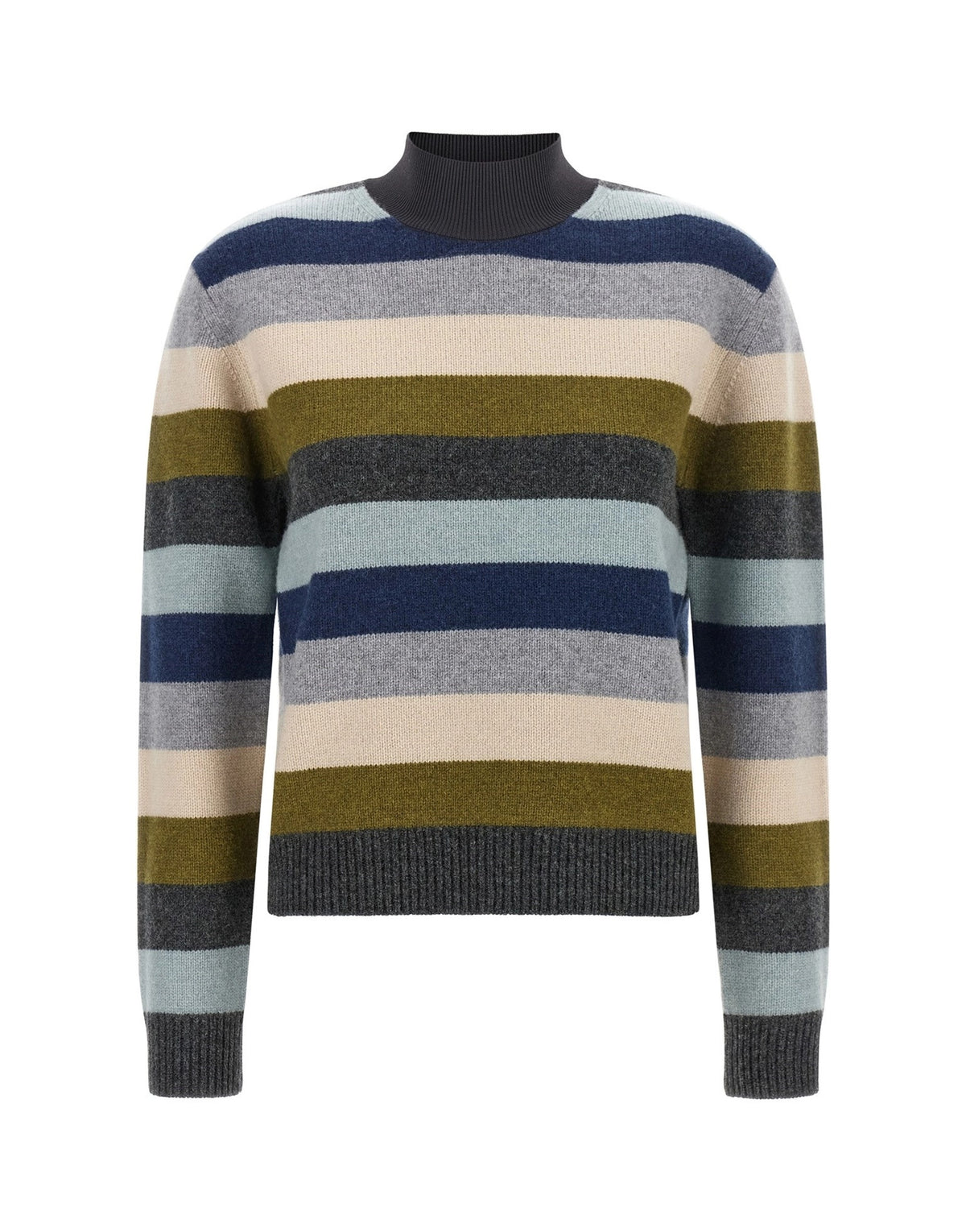 Tory Burch Striped Wool Turtleneck Sweater