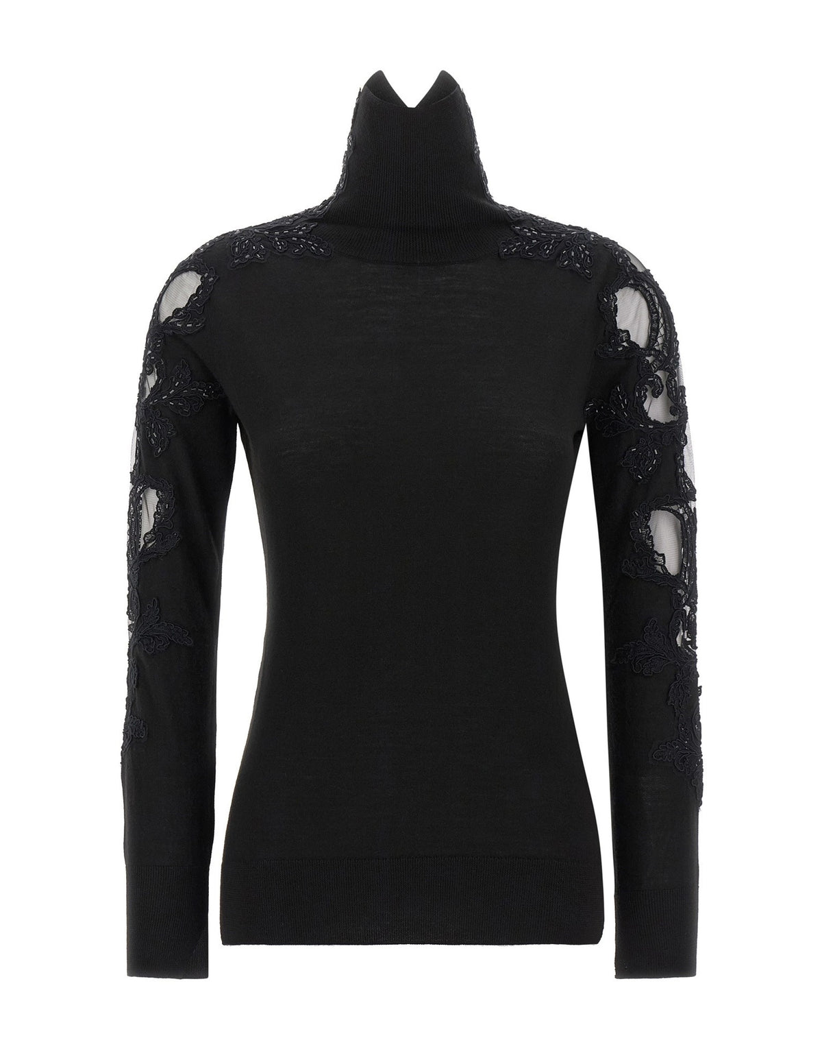 Ermanno Scervino High Neck Lace Insert Sweater