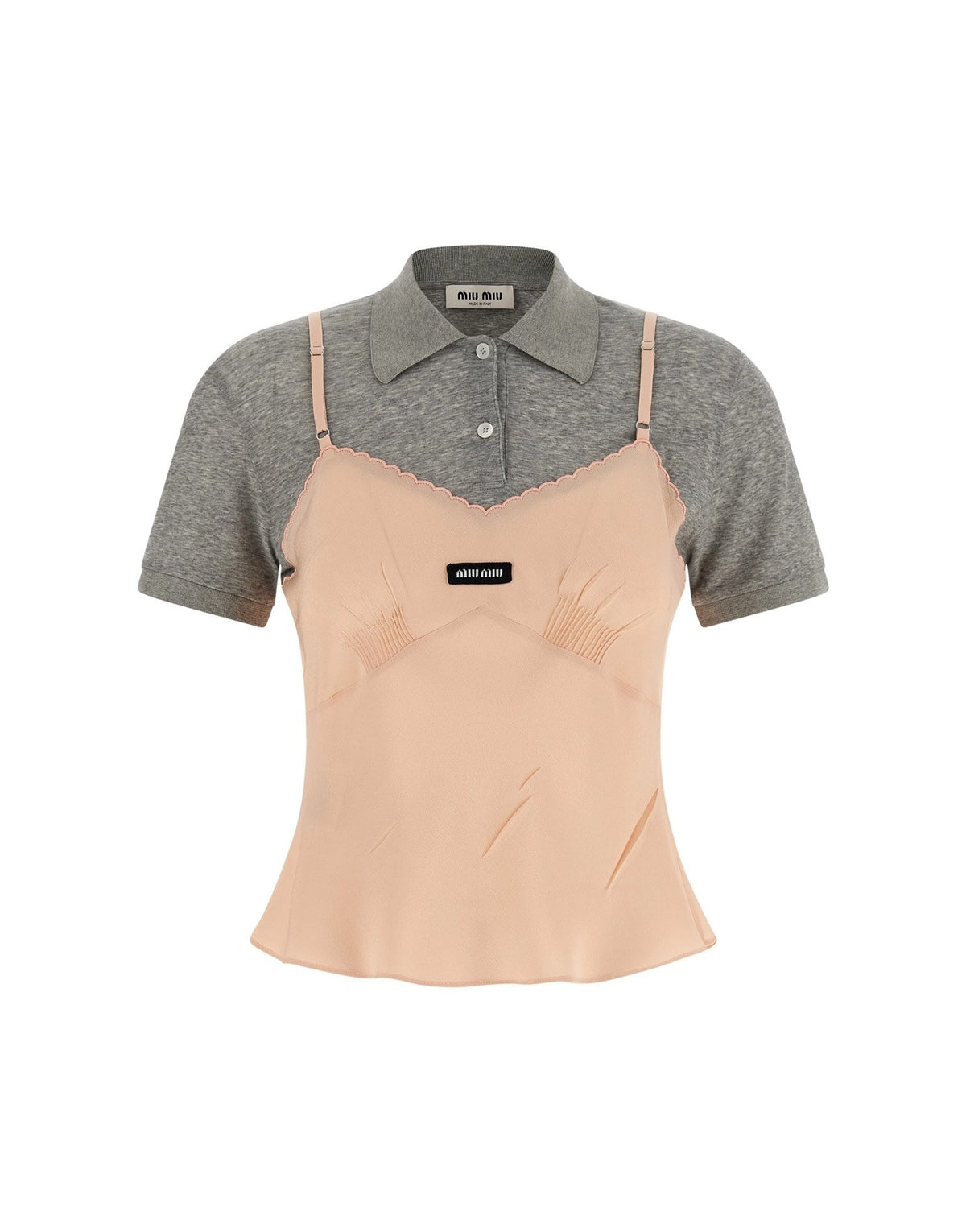 Miu Miu Silk Hybrid Polo Top