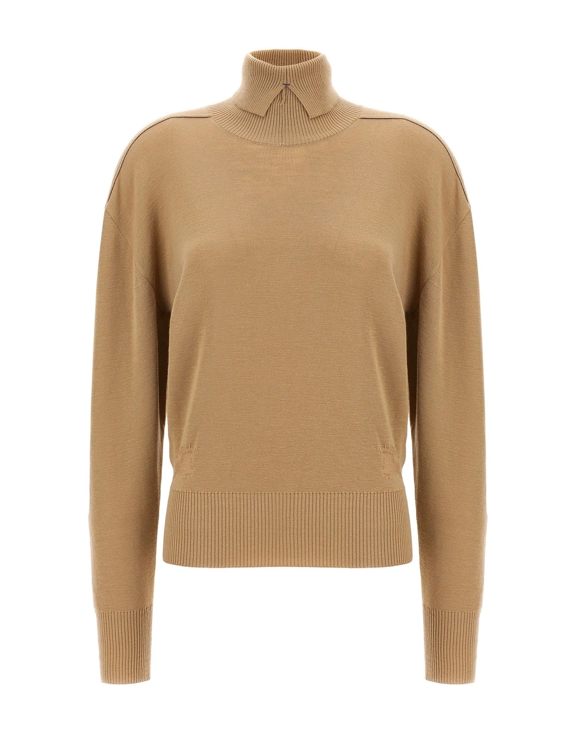 Burberry Turtle-Neck Logo Intarsia Sweater