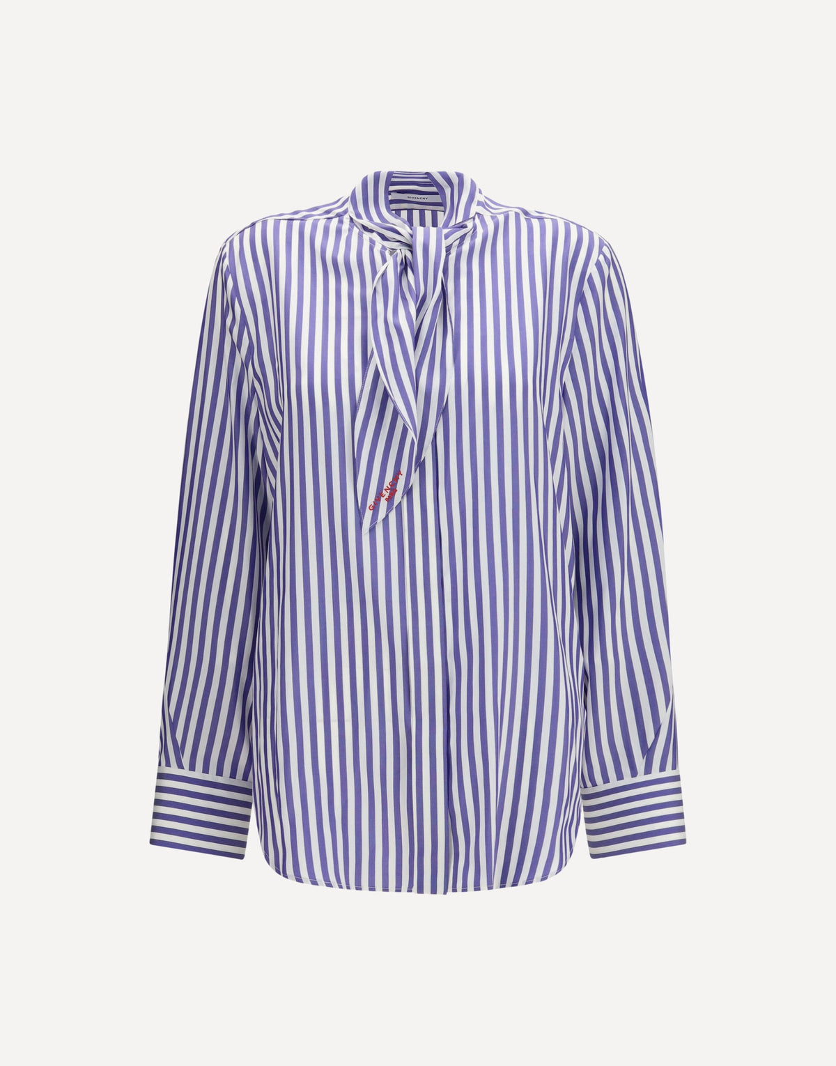 Givenchy Silk Striped Cocoon Shirt With Bow
