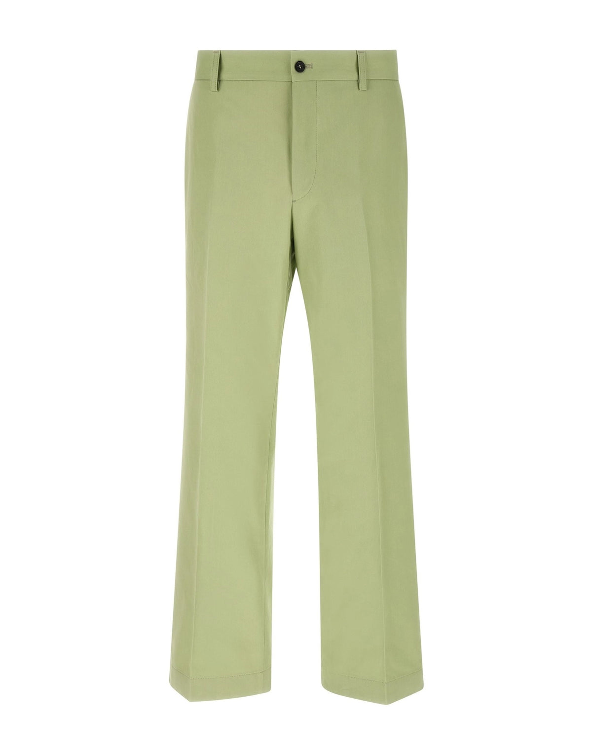 Prada Green Poplin Straight-Leg Pants