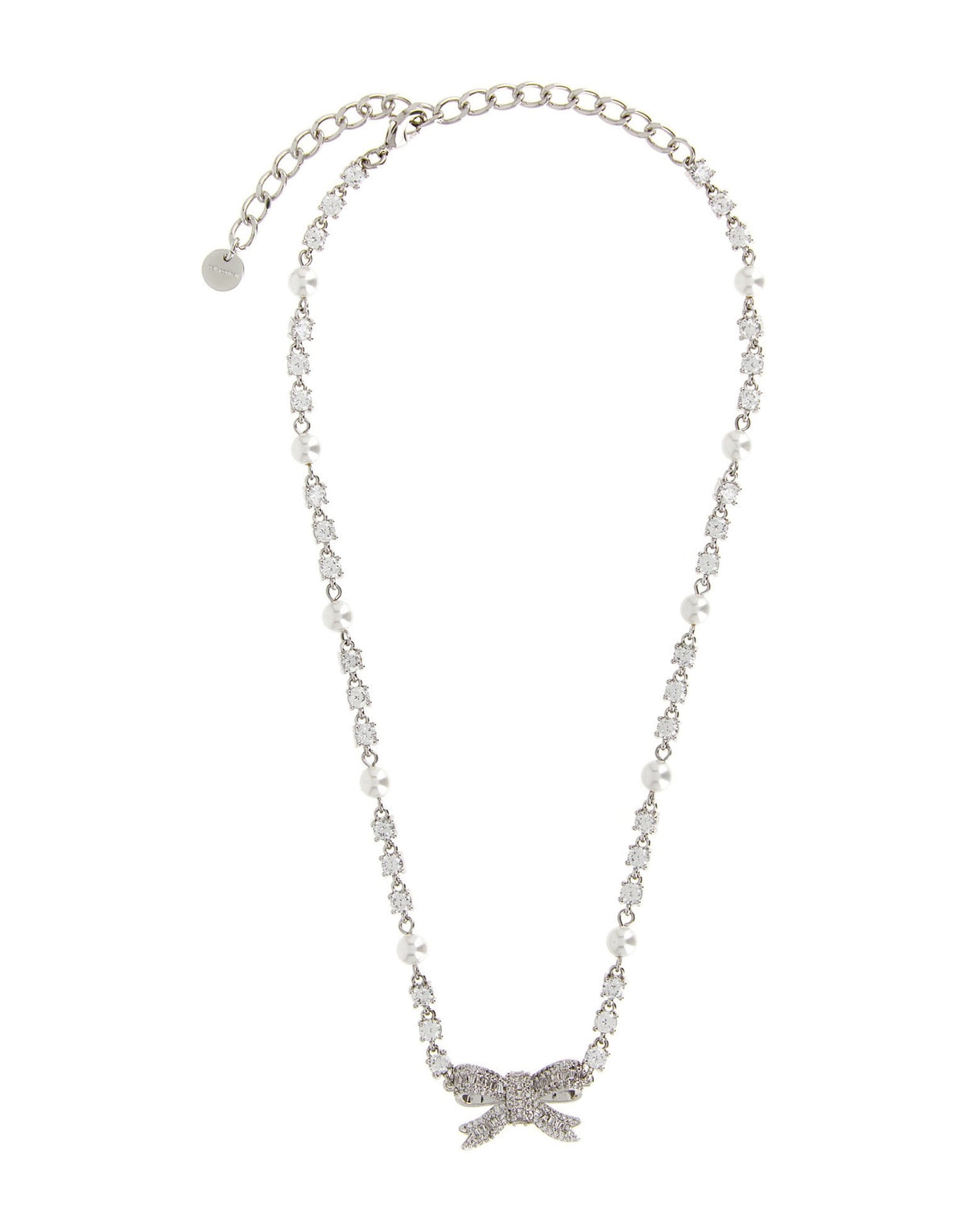 Self-Portrait Crystal Pearl Bow Necklace