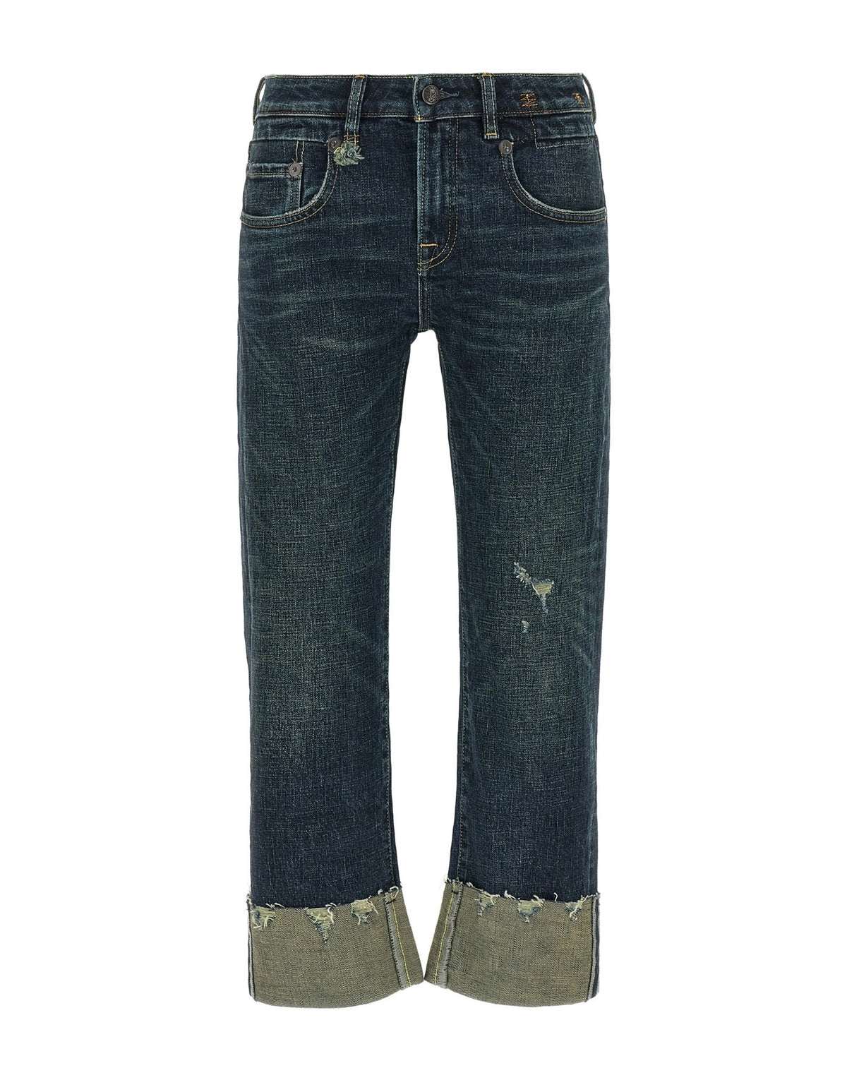 R13 Turn-Up Frayed Hem Jeans