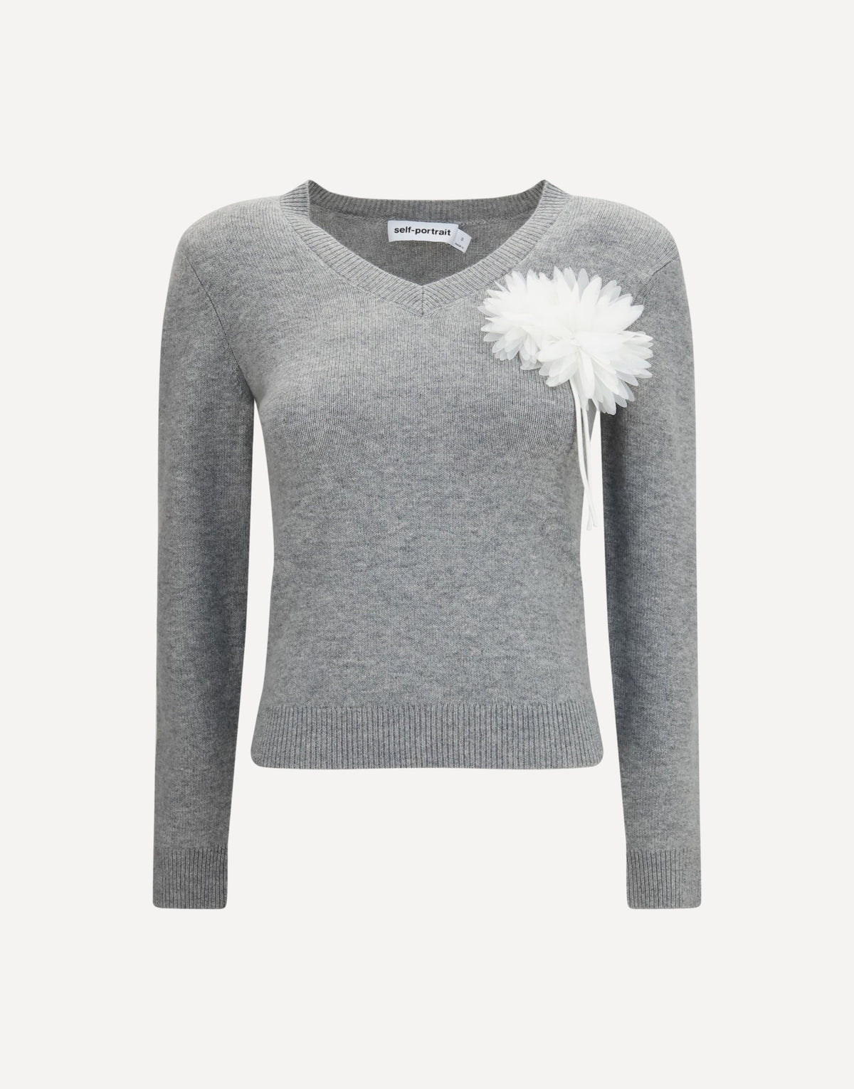Self-Portrait Wool Cashmere Blend Jumper Floral Corsage