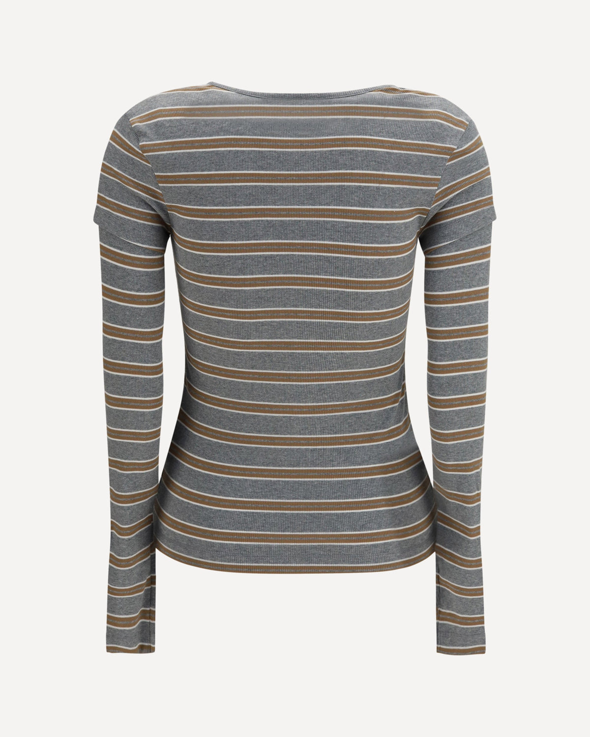 Ganni Ribbed V-Neck Long-Sleeve T-Shirt - alternate view