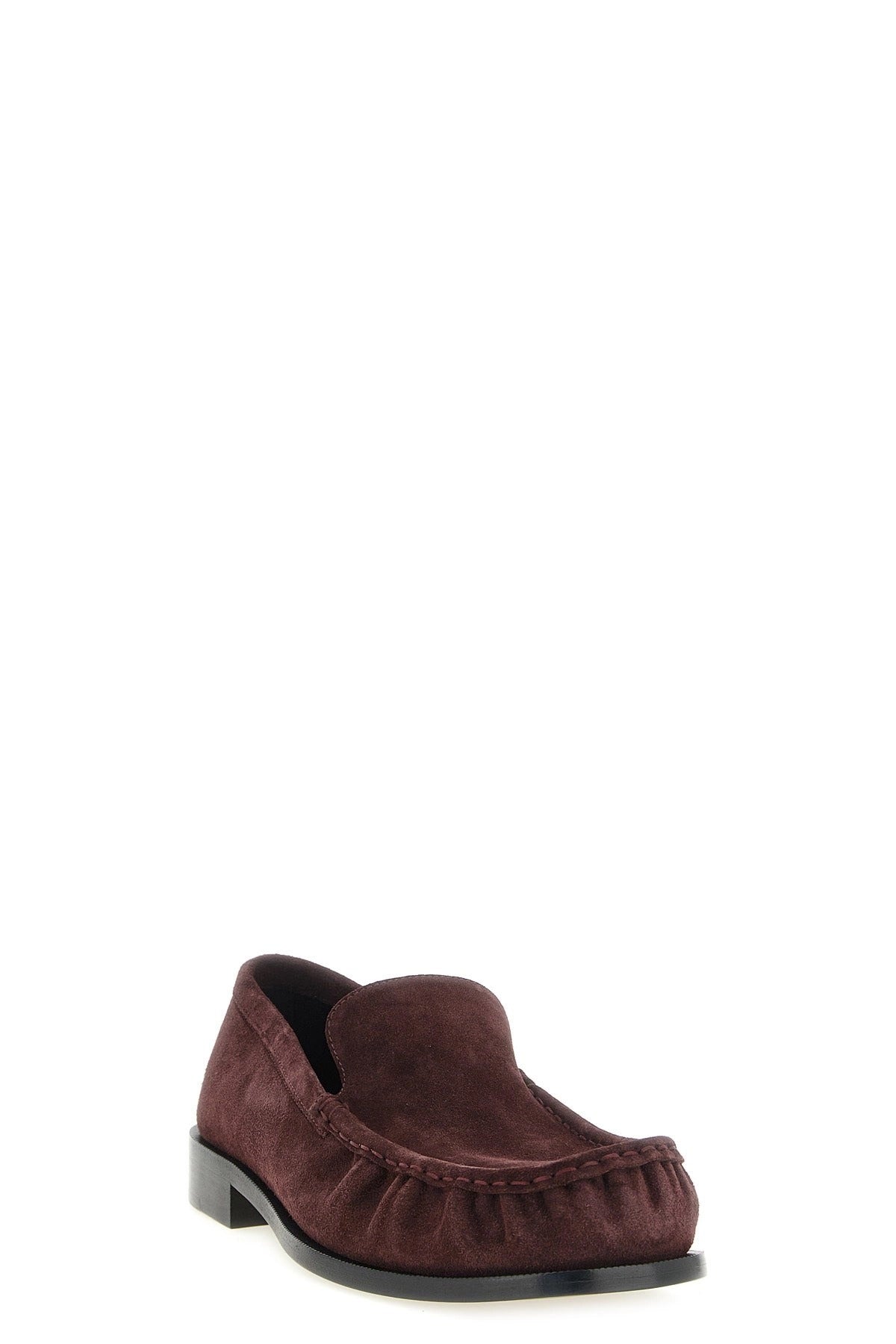Dries Van Noten Bordeaux Suede Pleated Toe Loafers - alternate view