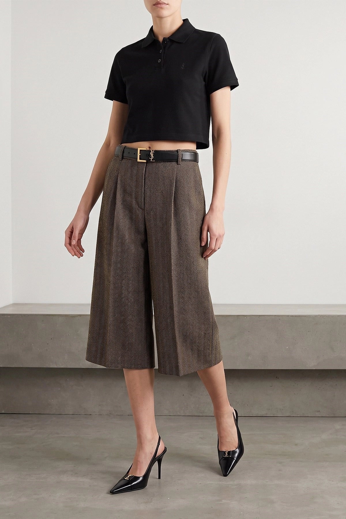 Saint Laurent Cassandre Crop Polo Shirt - alternate view