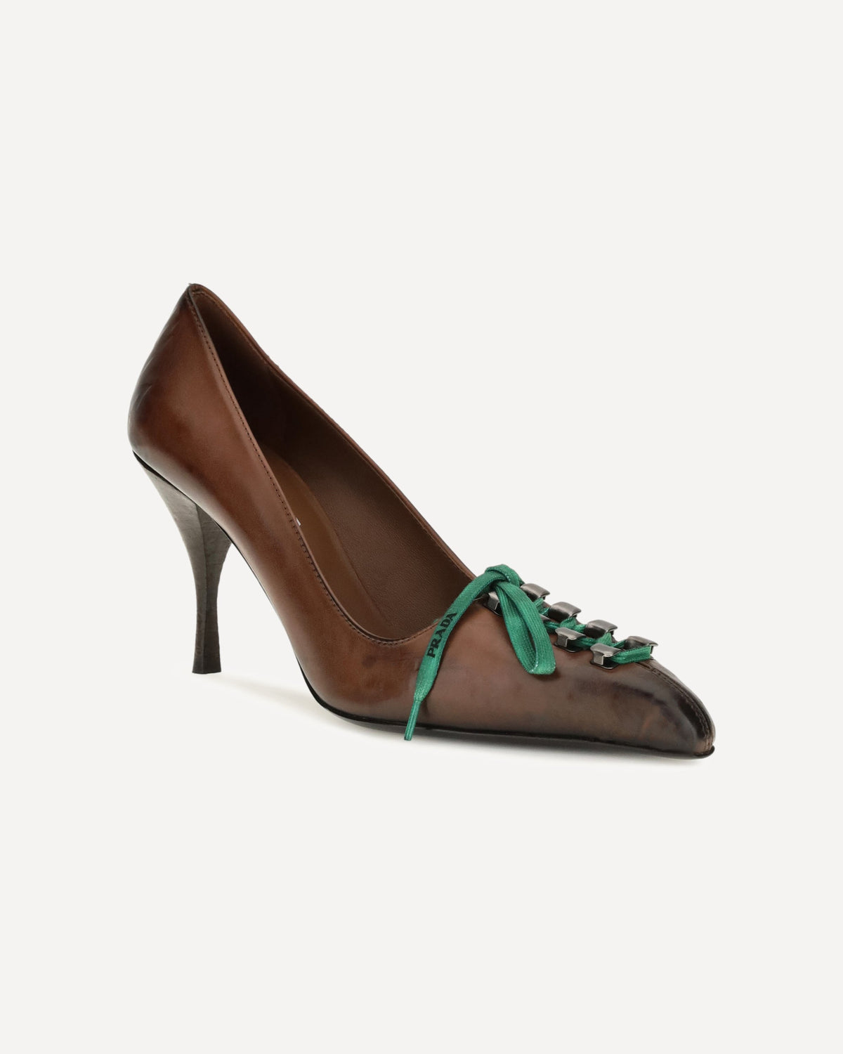 Prada Leather Lace-Up Pumps - alternate view