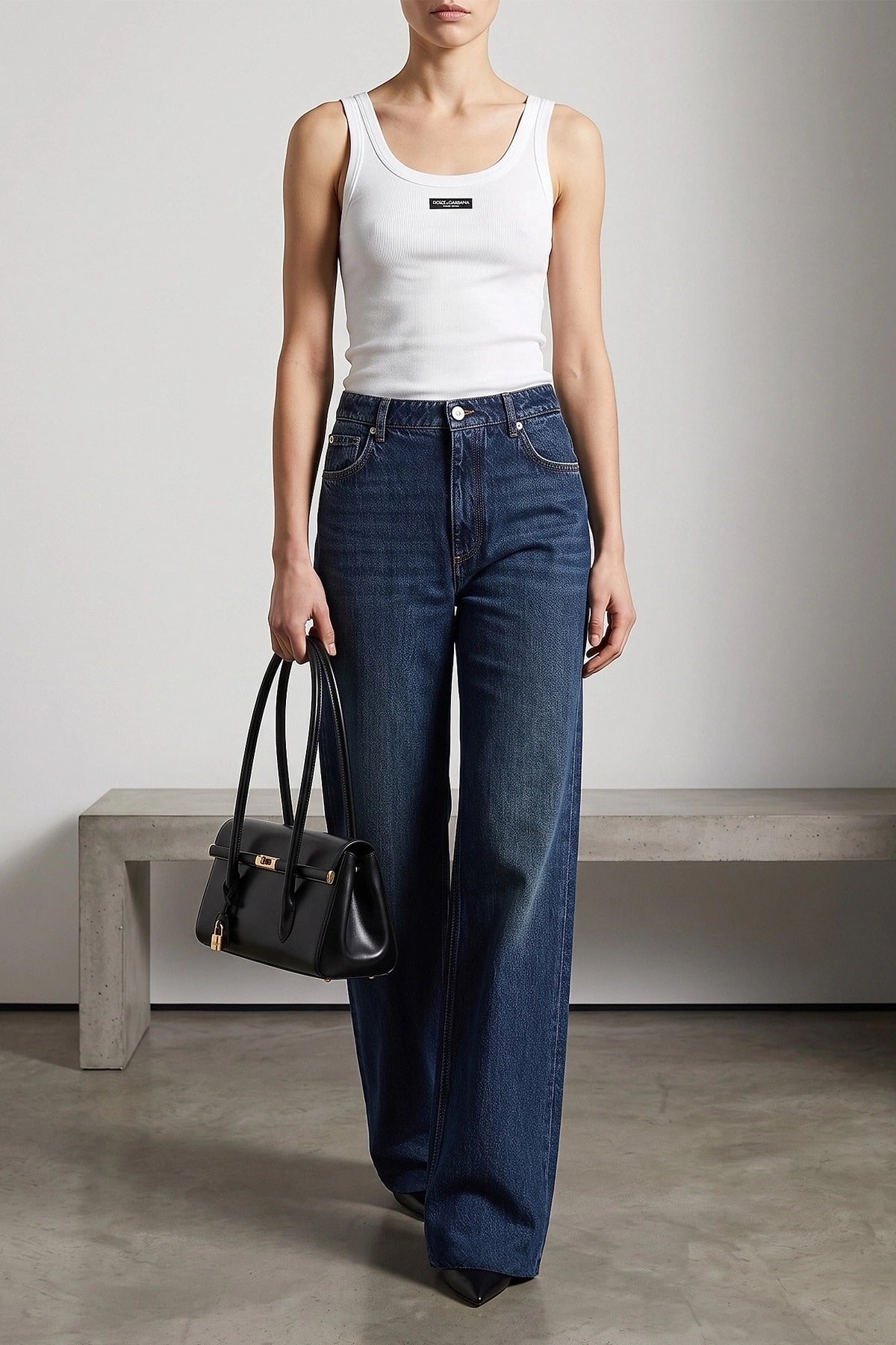 Dolce & Gabbana Logo Plaque Wide-Leg Jeans - alternate view