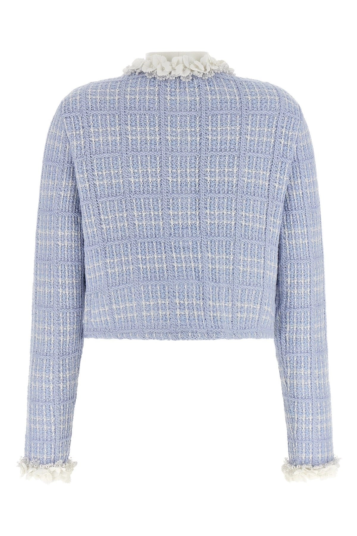Self-Portrait Check Knit Cropped Jacket