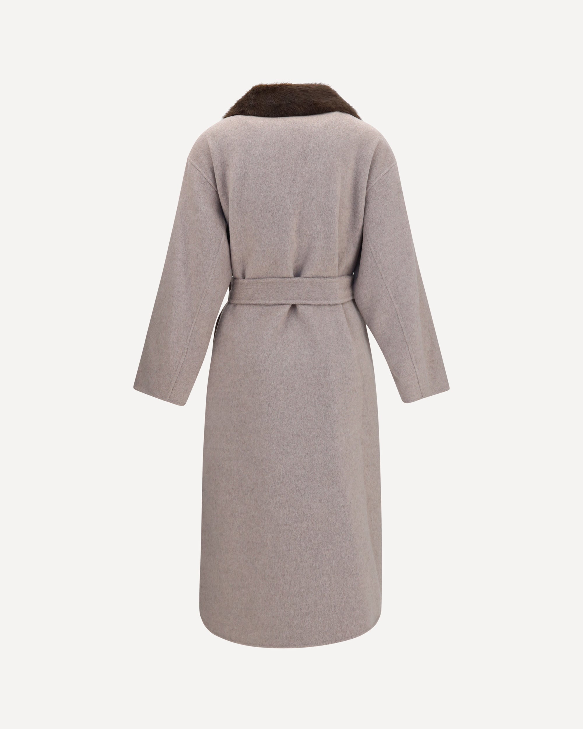 P.A.R.O.S.H. Wool Coat With Fur Collar Belt