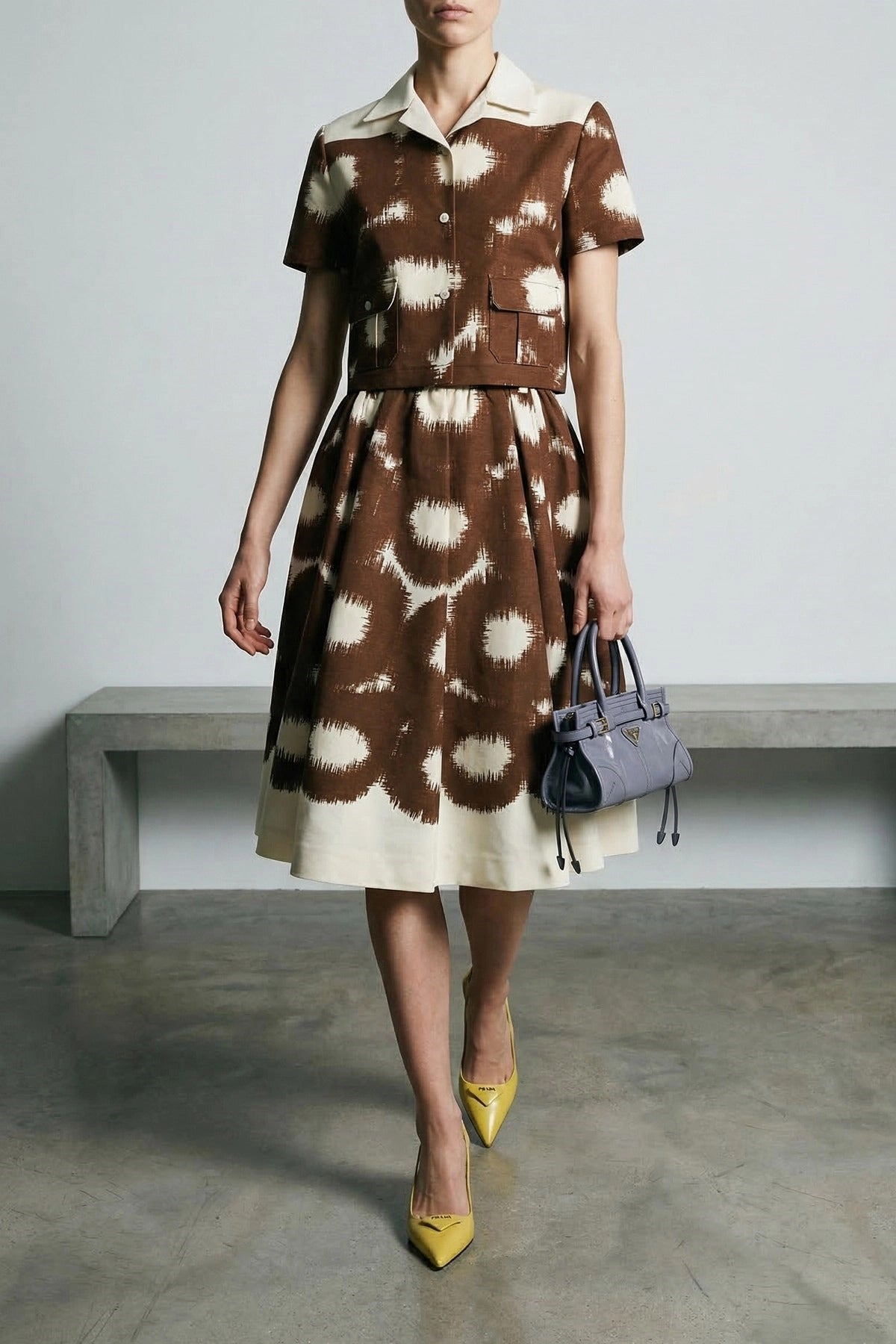 Prada Circle Print Canvas Midi Skirt - alternate view