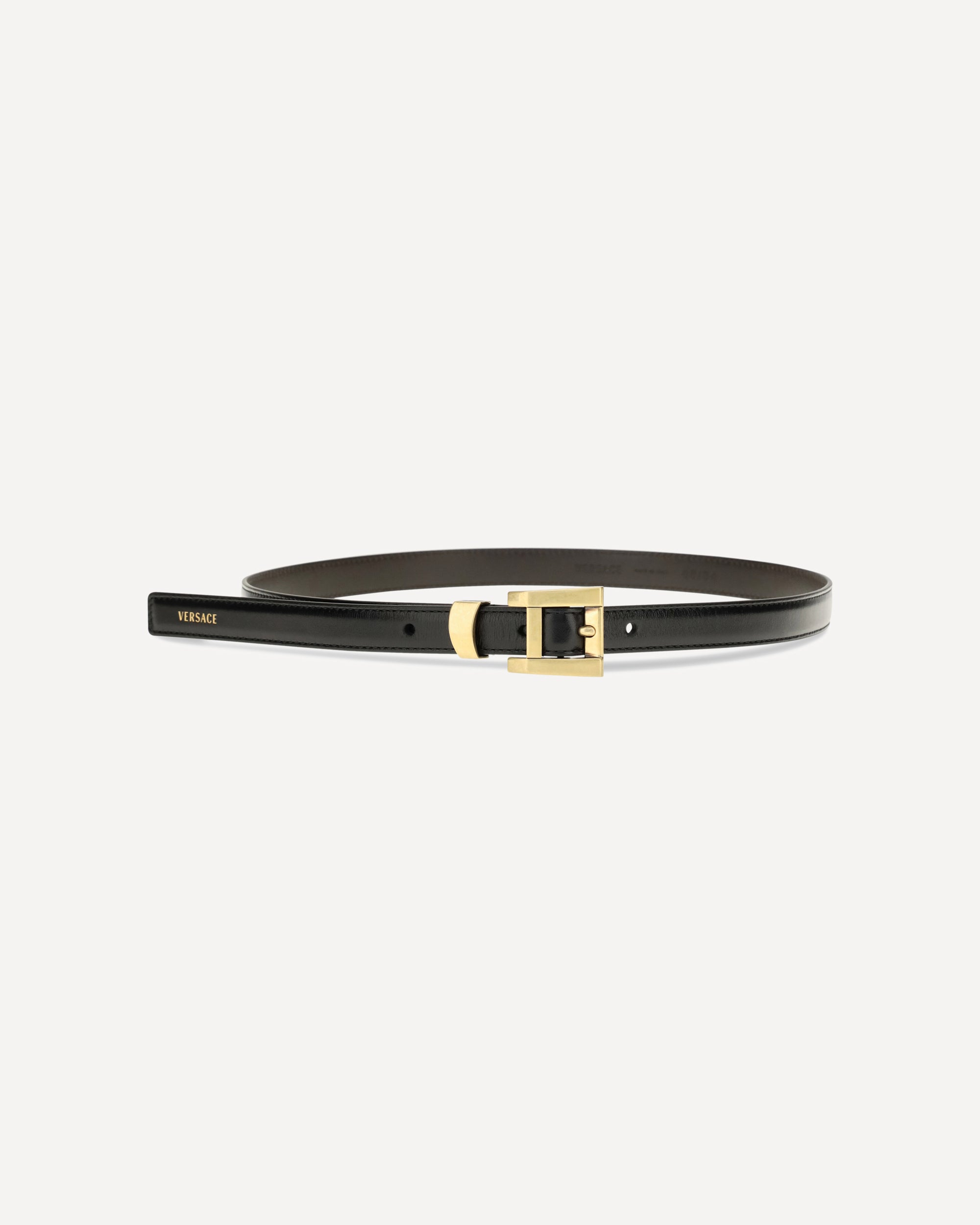 Versace Glossy Leather Logo Print Belt