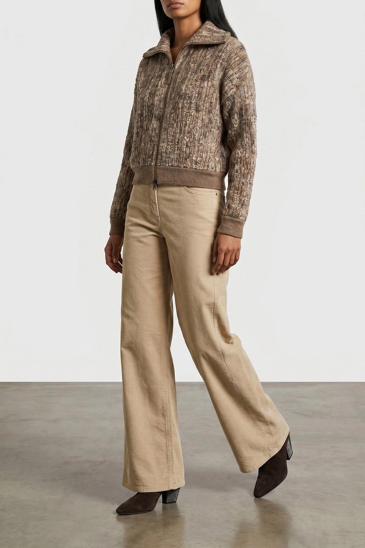 Brunello Cucinelli Mohair Tweed Zip Cardigan - alternate view