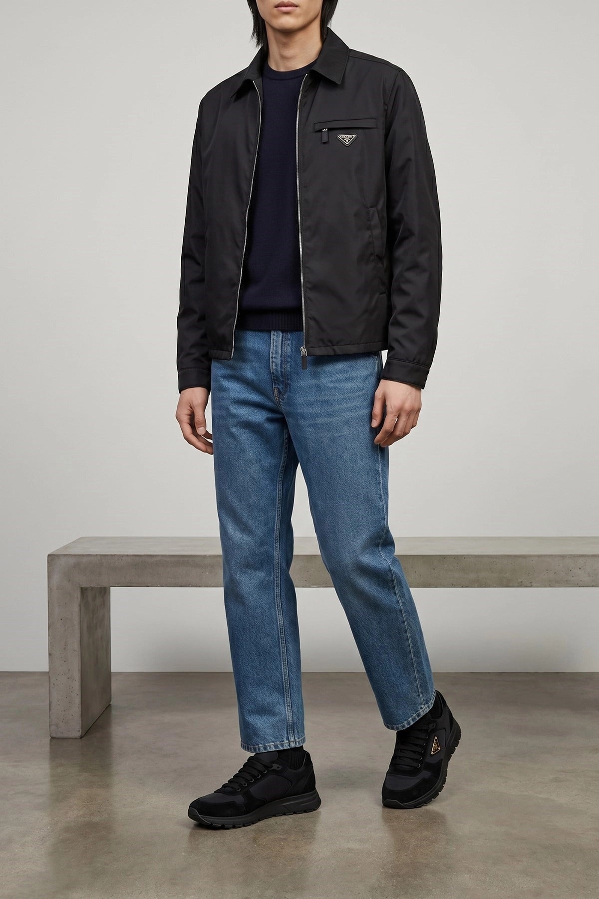 Prada Blue Wool Logo Patch Sweater - alternate view