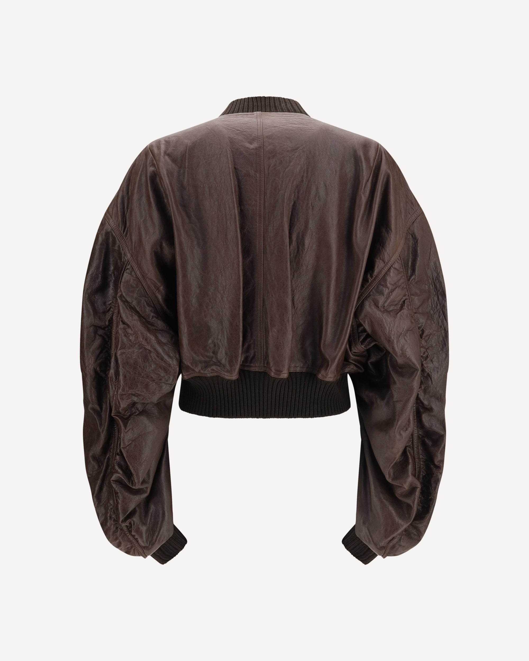 Rick Owens Cropped Leather Bomber Jacket - alternate view