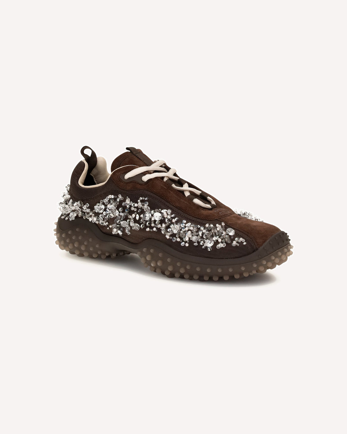 Miu Miu Suede Technical Fabric Sneakers With Crystals - alternate view