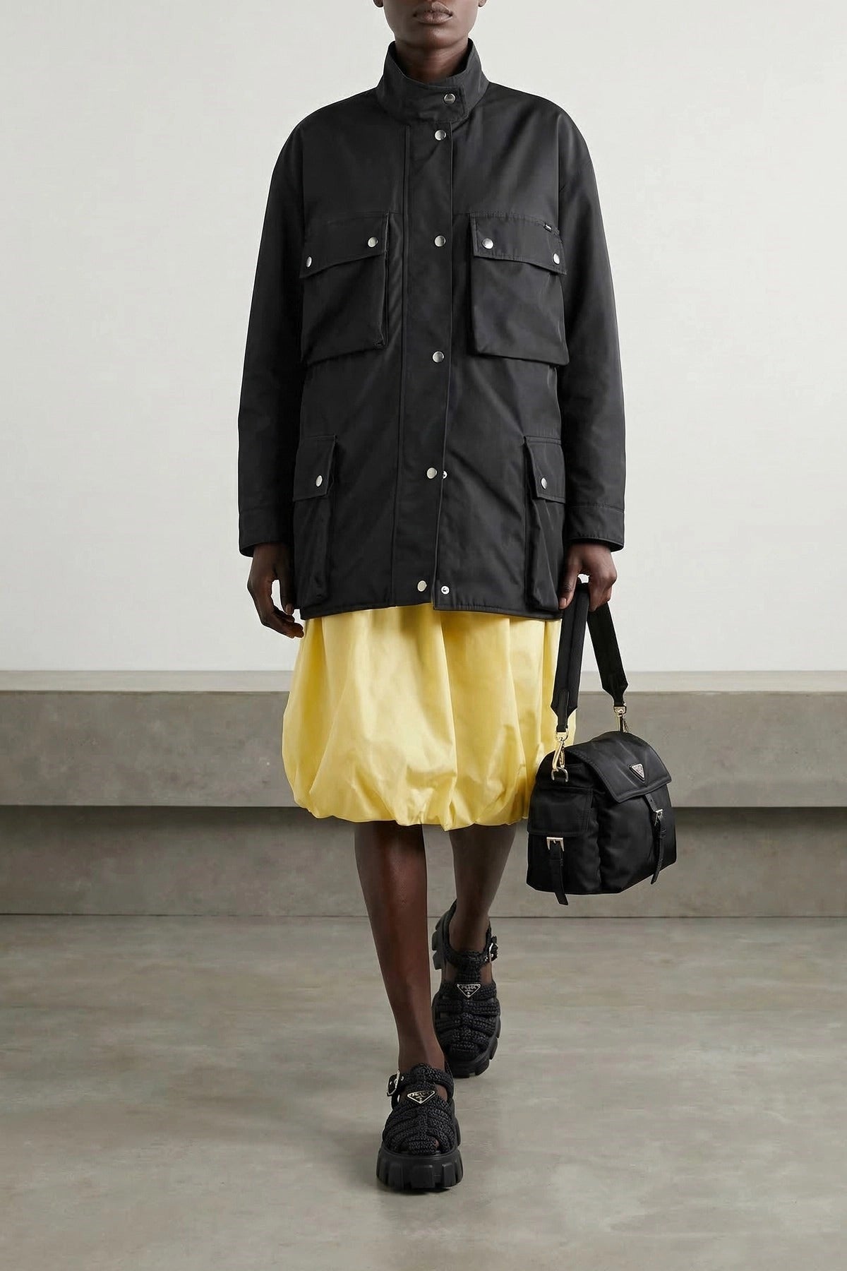 Prada Tec Taffeta Midi Skirt - alternate view