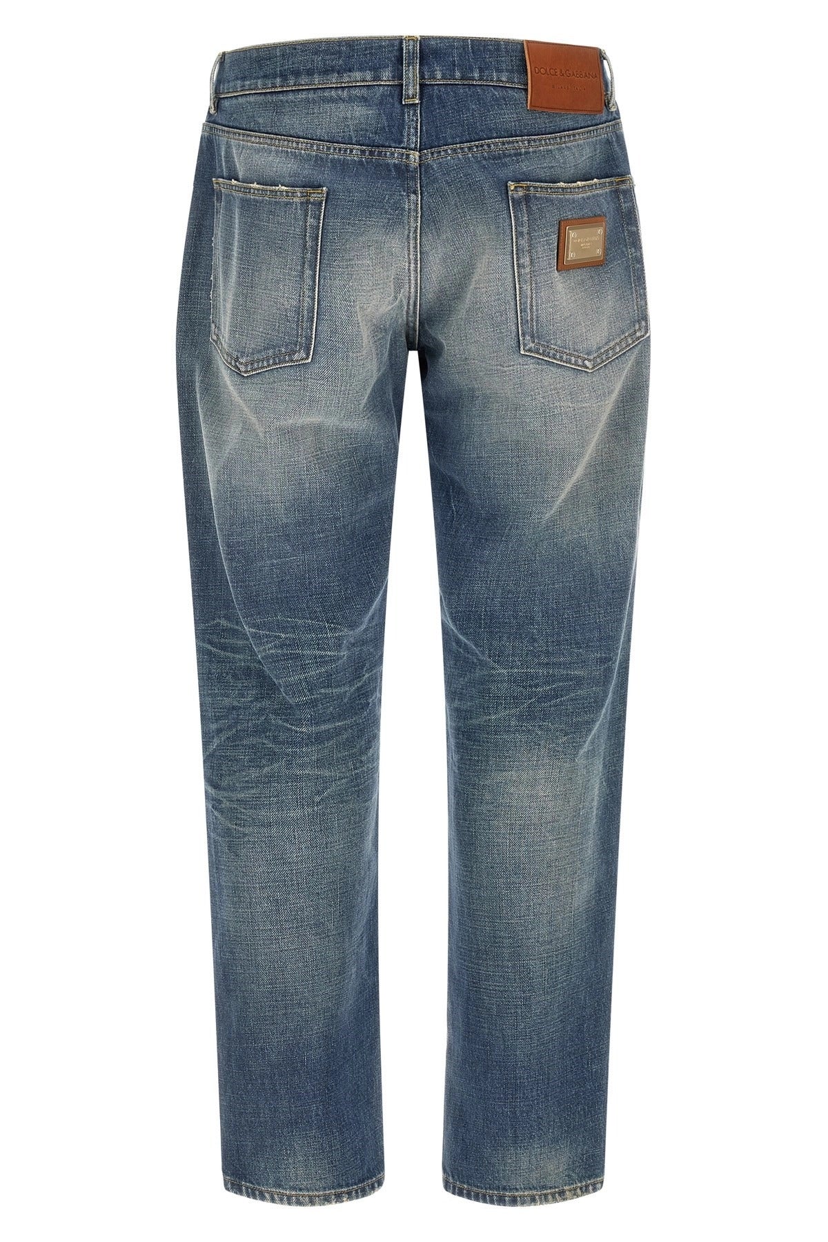 Dolce & Gabbana Destroyed Logo Plaque Jeans - alternate view