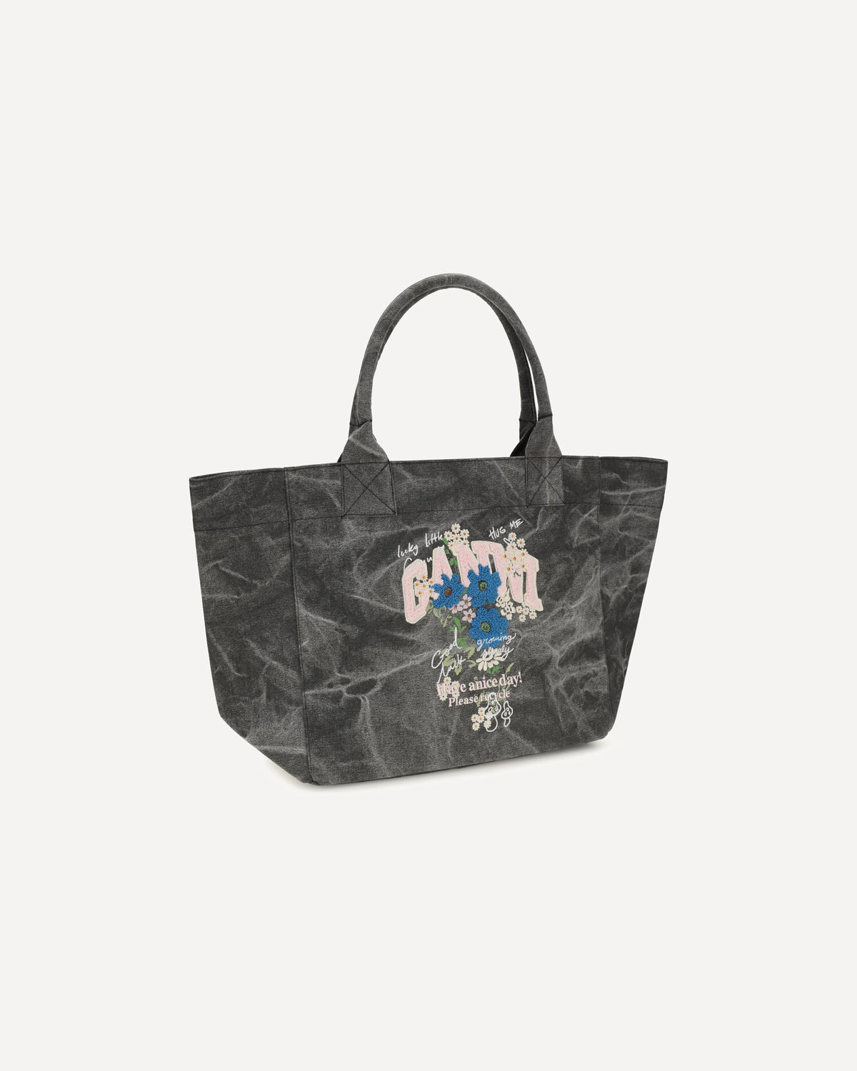 Ganni Medium Trapeze Flower-Print Shopping Bag - alternate view