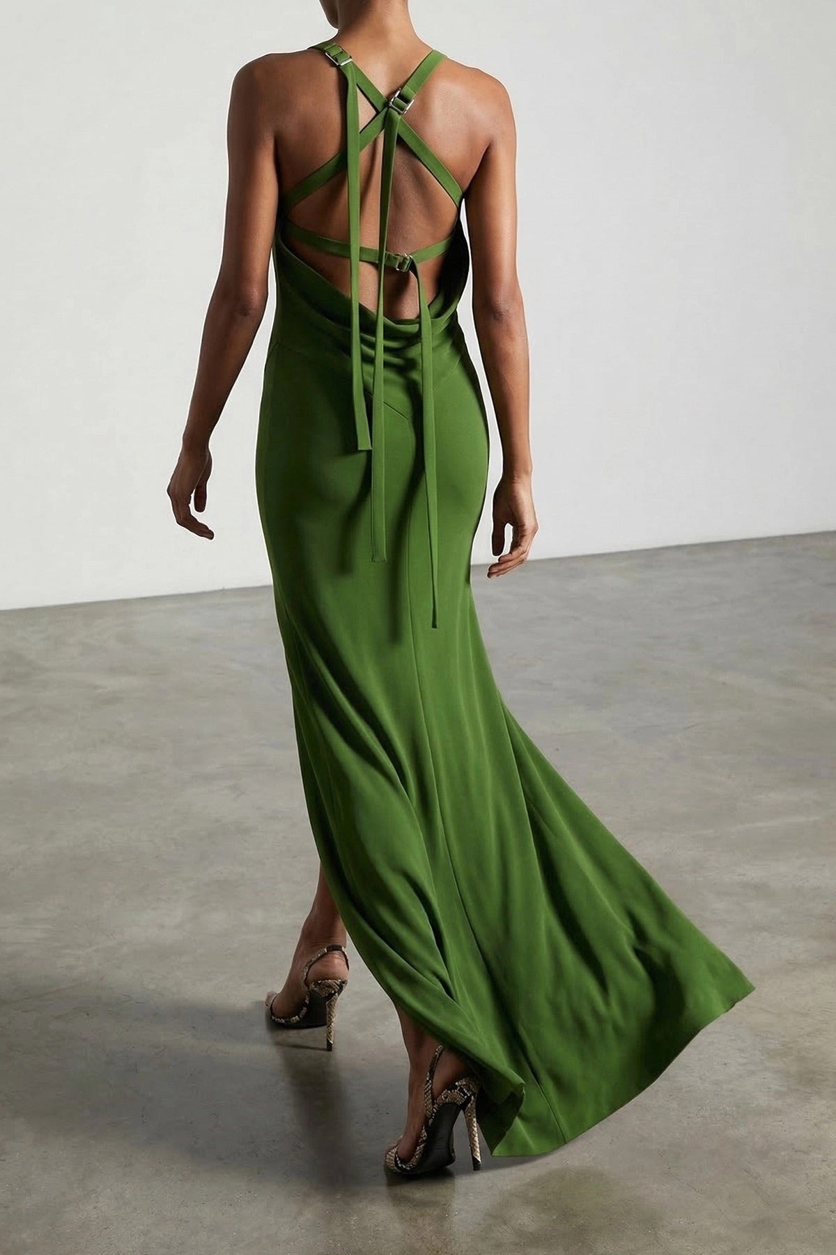 The Attico Green Asymmetrical Strap Dress - alternate view