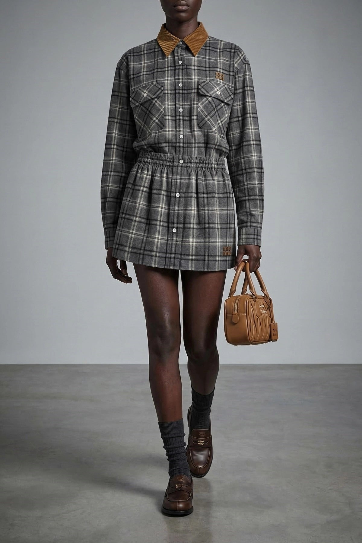 Miu Miu Check Flannel Mini Skirt - alternate view