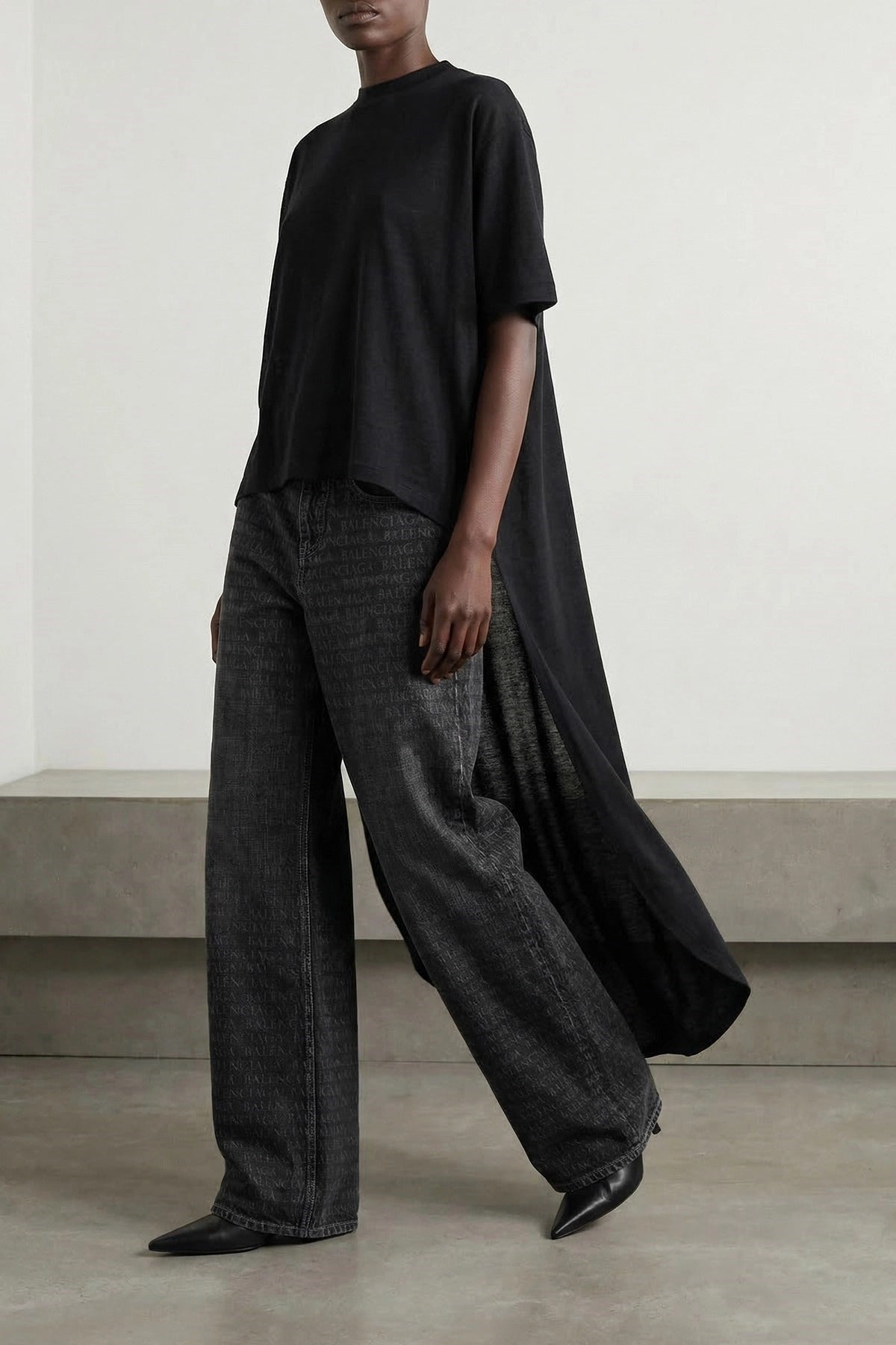 Balenciaga Monogram Print Wide Leg Jeans - alternate view