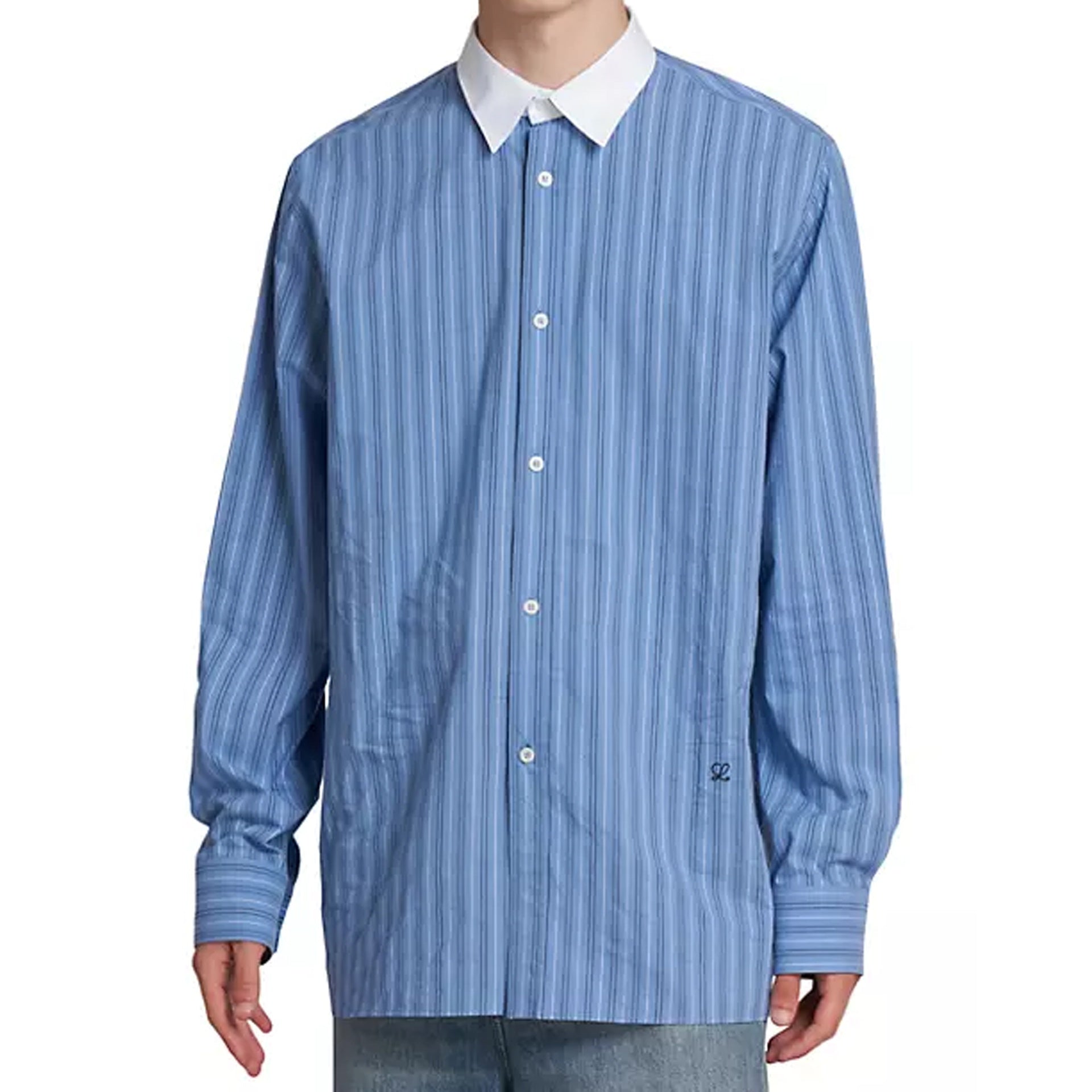 Striped Cotton Long-Sleeve Shirt - alternate view