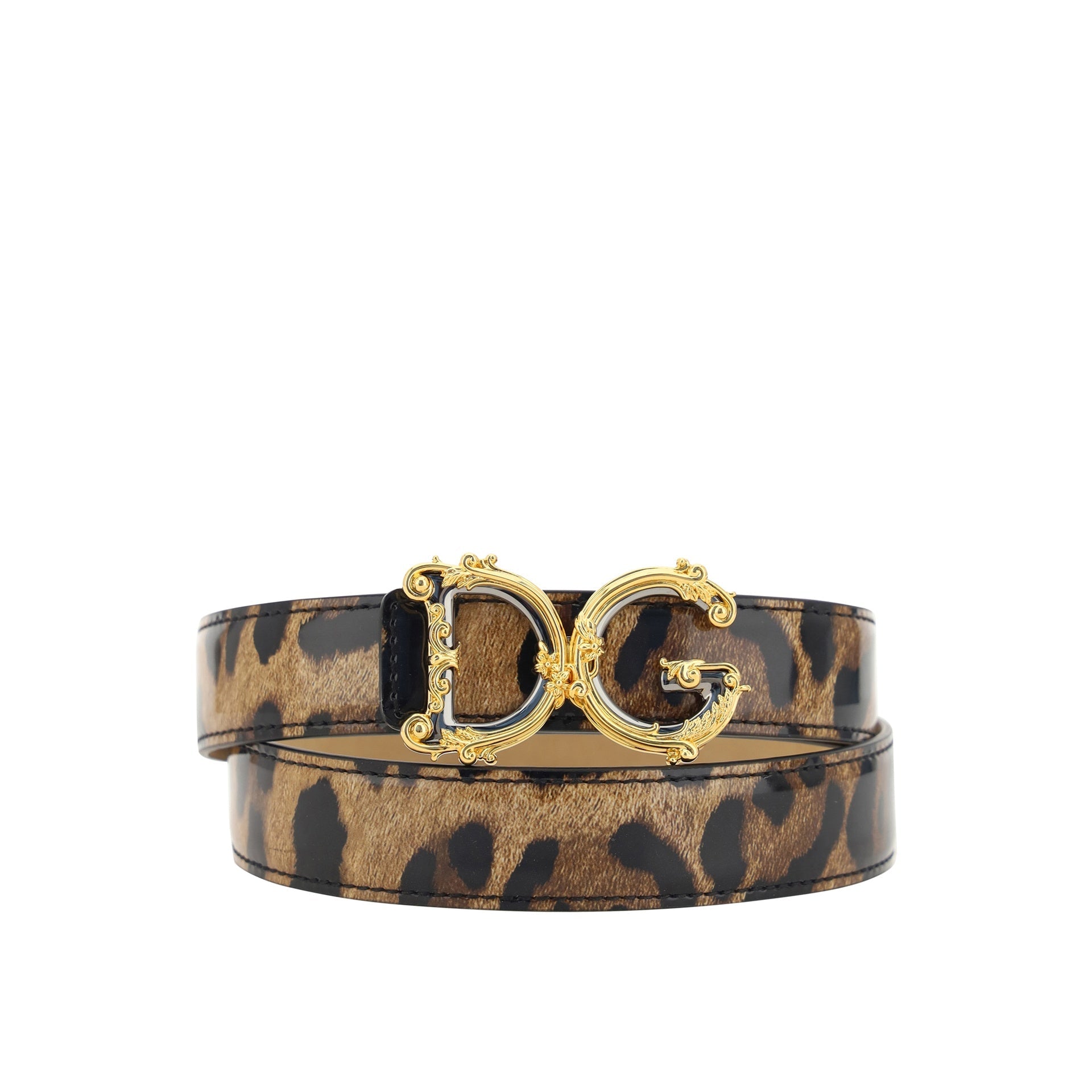 Dg Leopard Print Leather Belt - alternate view
