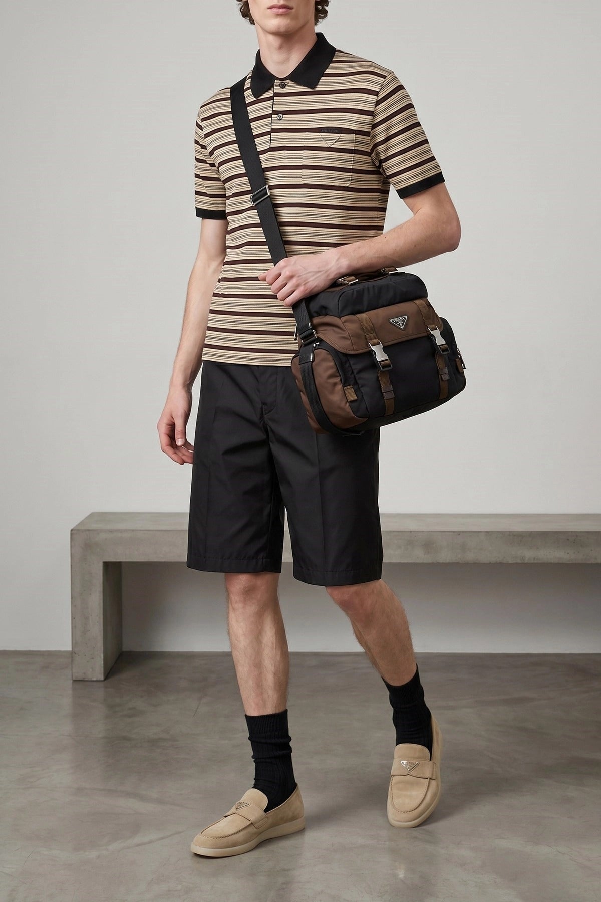 Prada Striped Cotton Polo Shirt - alternate view