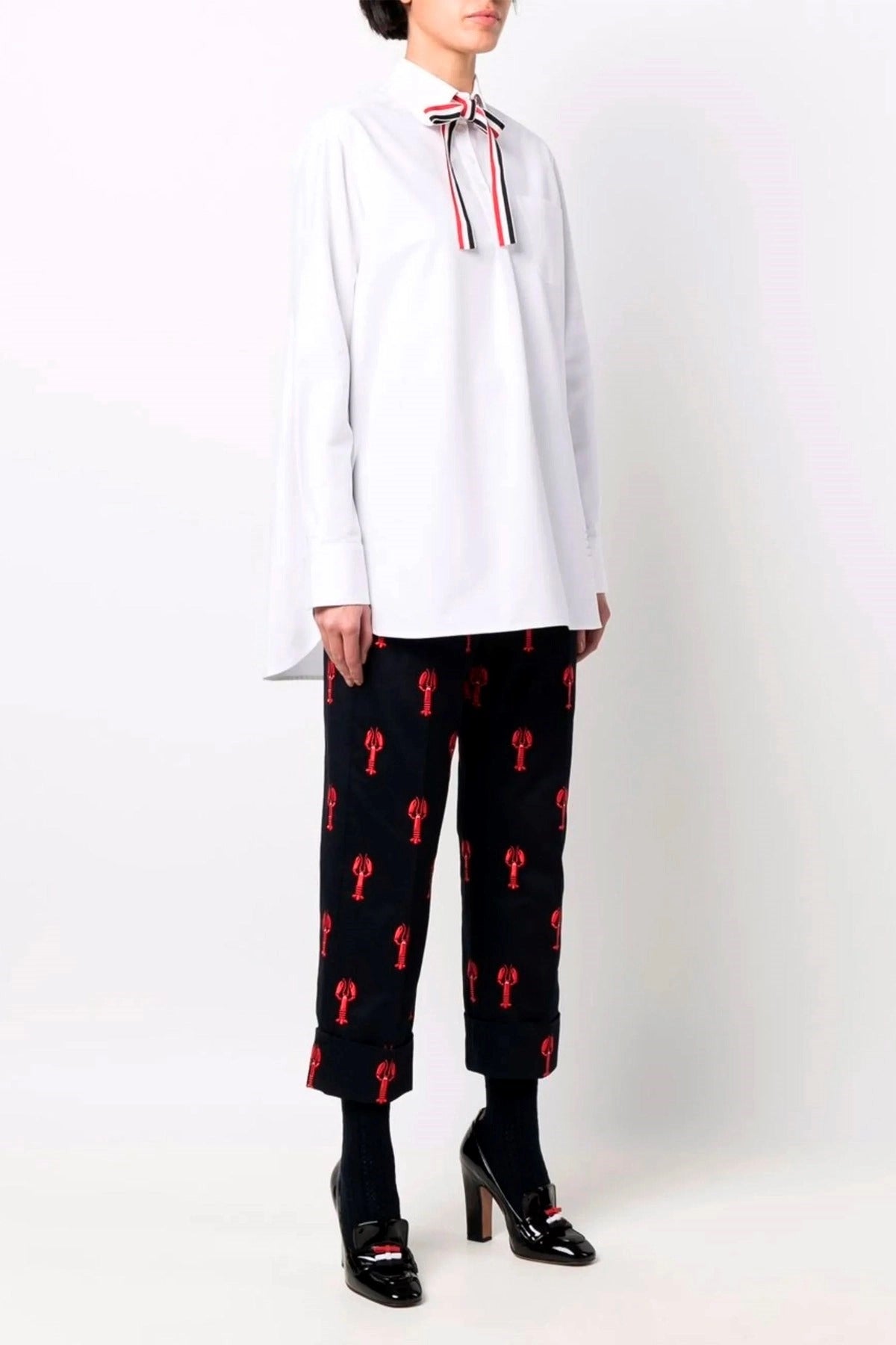 Thom Browne Logo Pussy Bow Blouse - alternate view