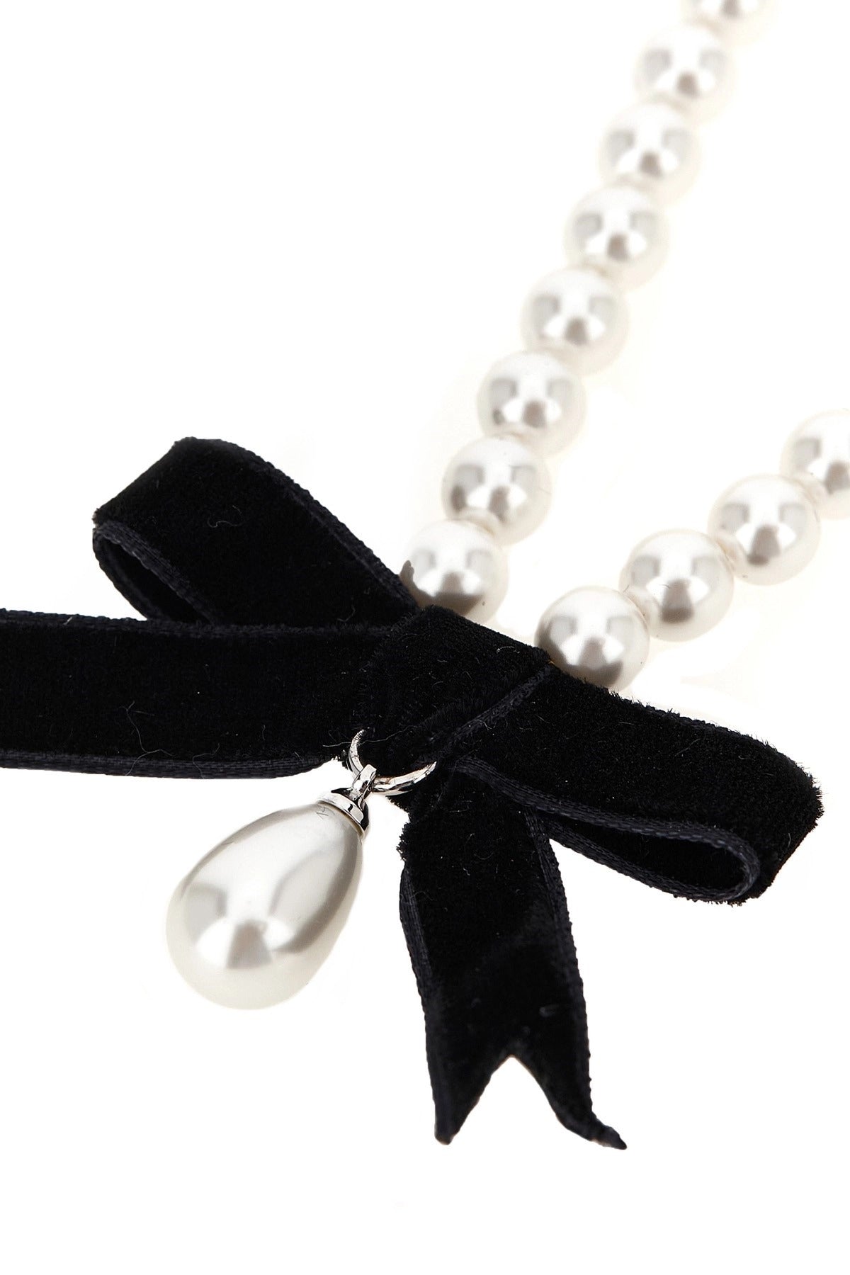 Self-Portrait Black Bow Pearl Necklace - alternate view