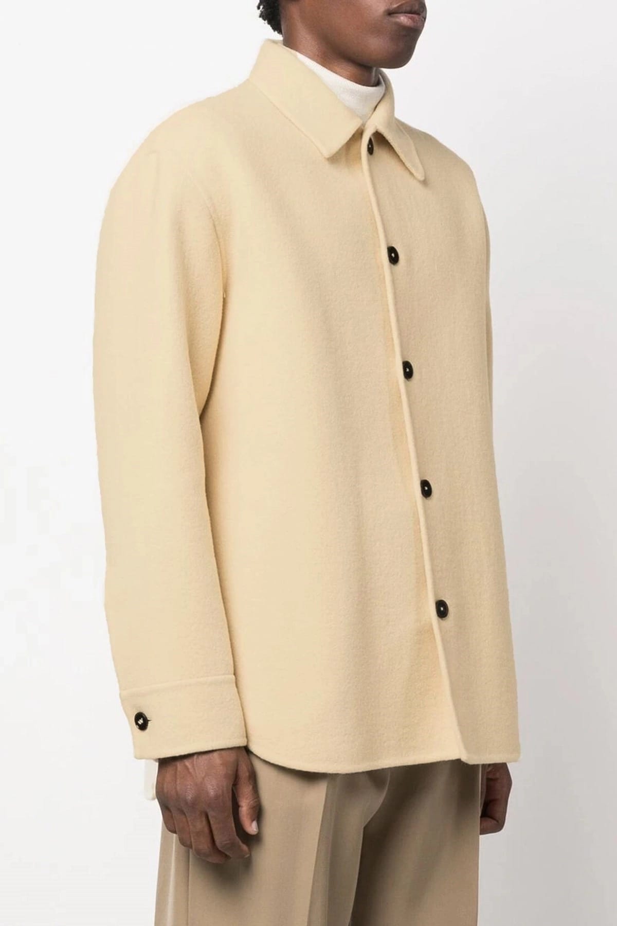 Jil Sander معطف من الصوف البكر البيج
