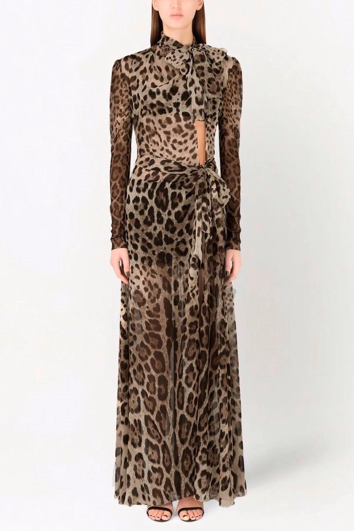 Dolce & Gabbana Silk Blend Leopard Print Maxi Dress - alternate view