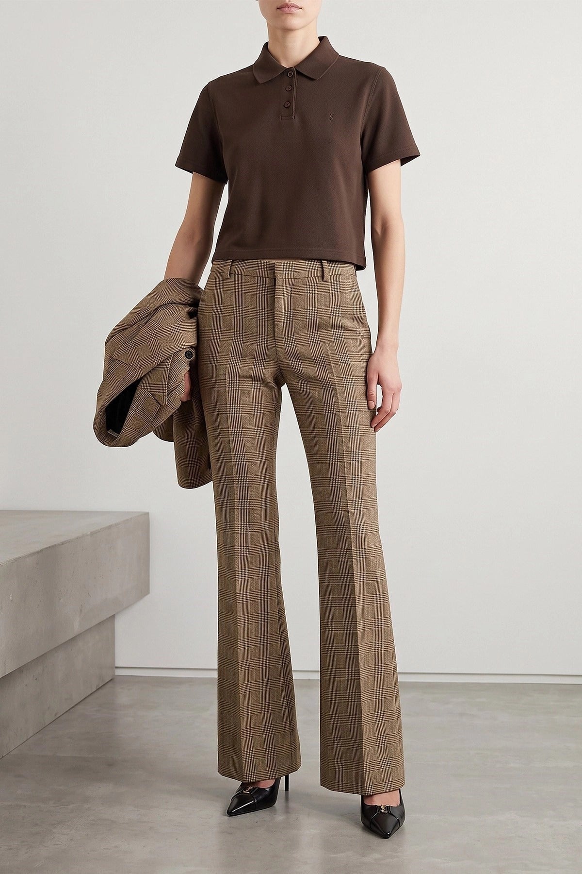 Saint Laurent Cassandre Crop Polo Shirt - alternate view